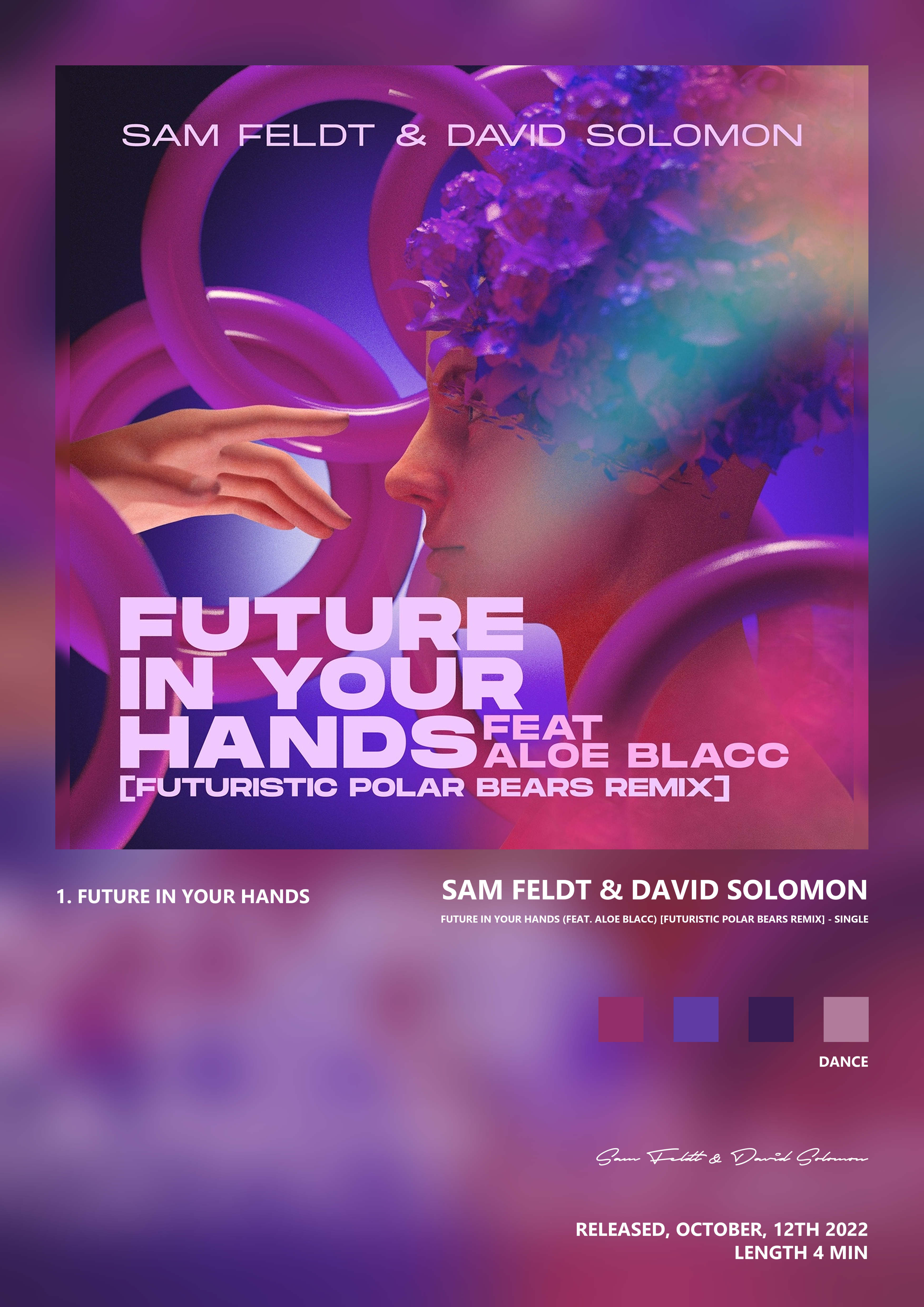 Music poster: Sam Feldt David Solomon - Future In Your Hands feat Aloe Blacc Futuristic Polar Bears Remix - Single