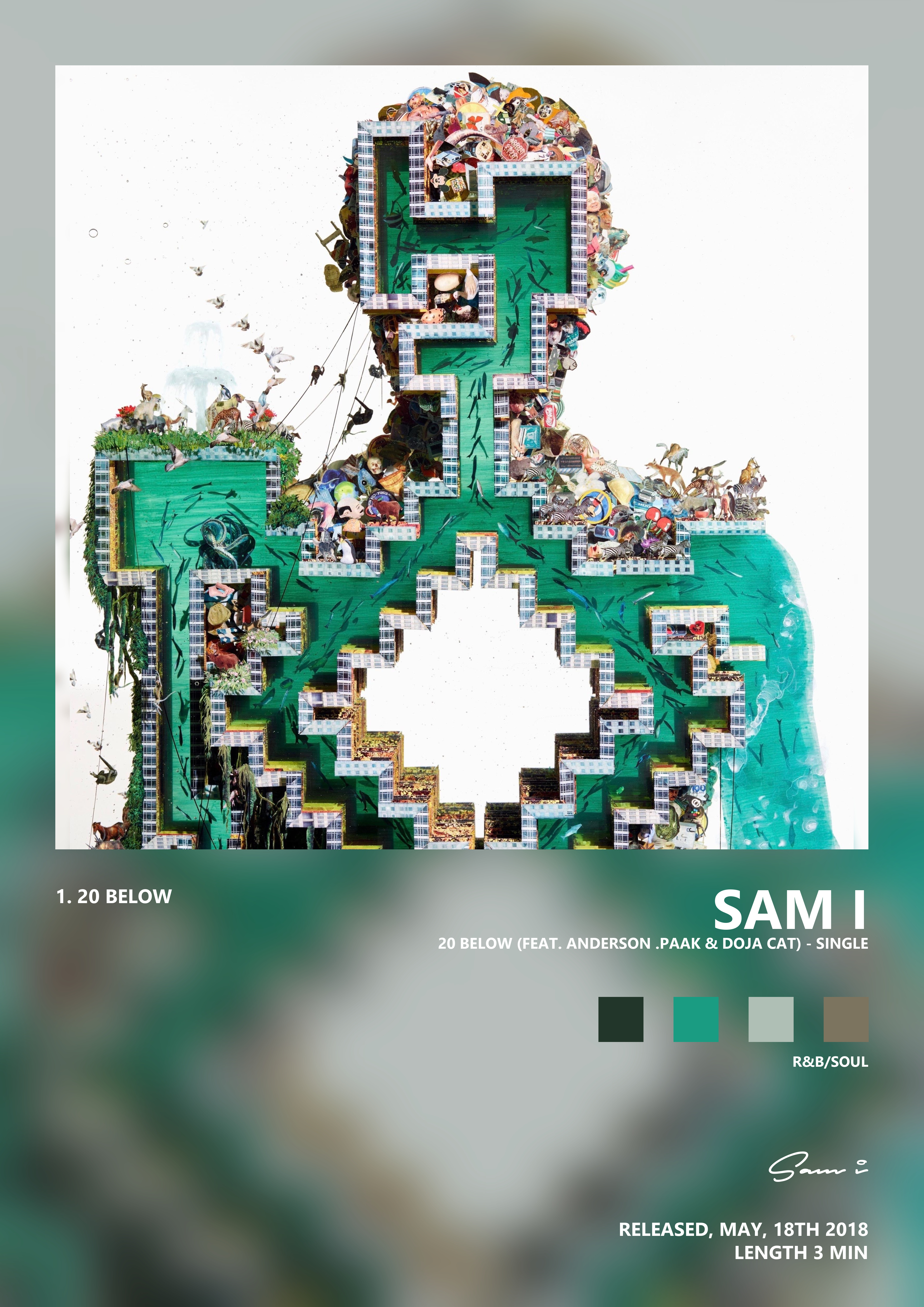 Music poster: Sam i - 20 Below feat Anderson Paak Doja Cat - Single
