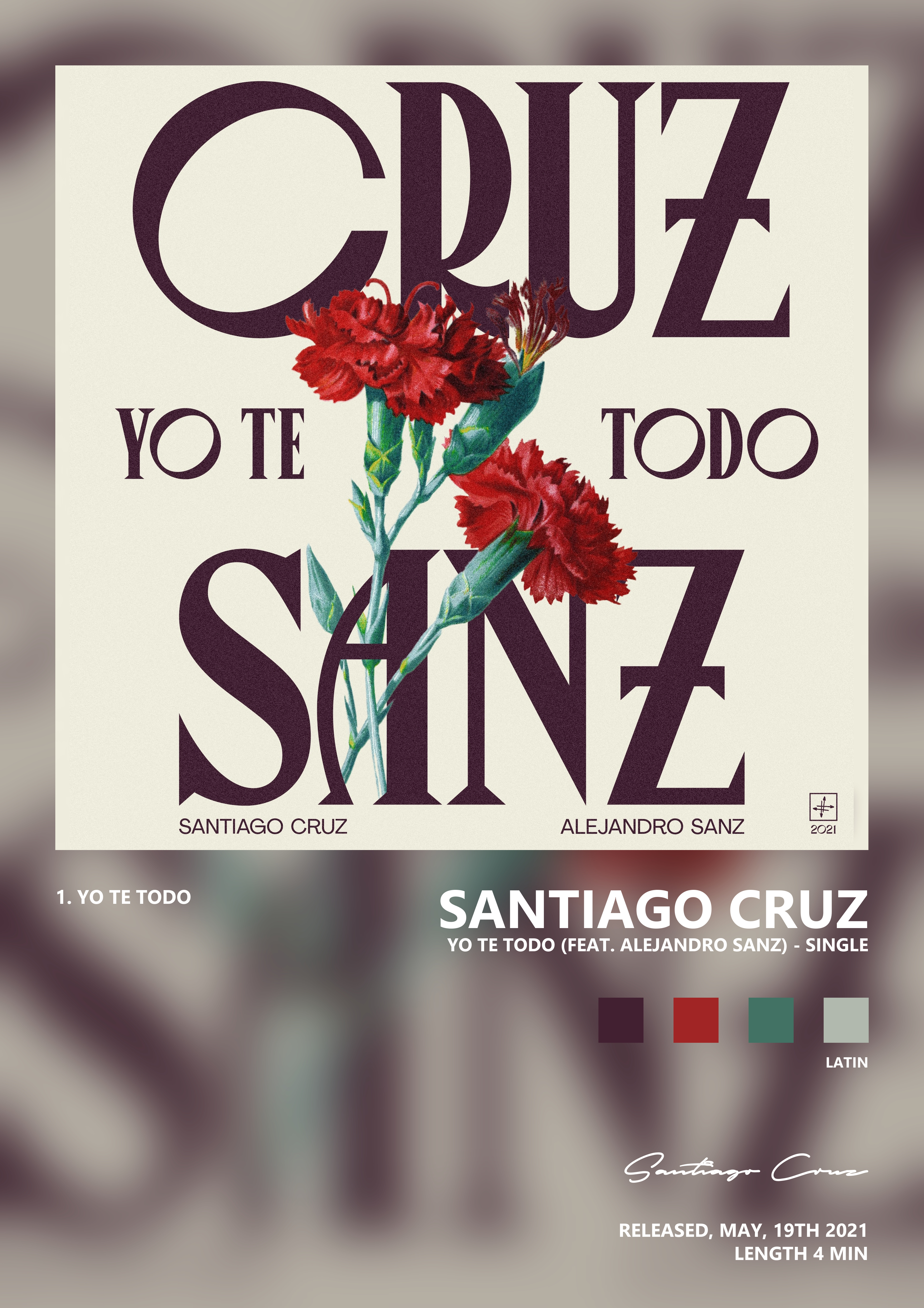 Music poster: Santiago Cruz - Yo Te Todo feat Alejandro Sanz - Single