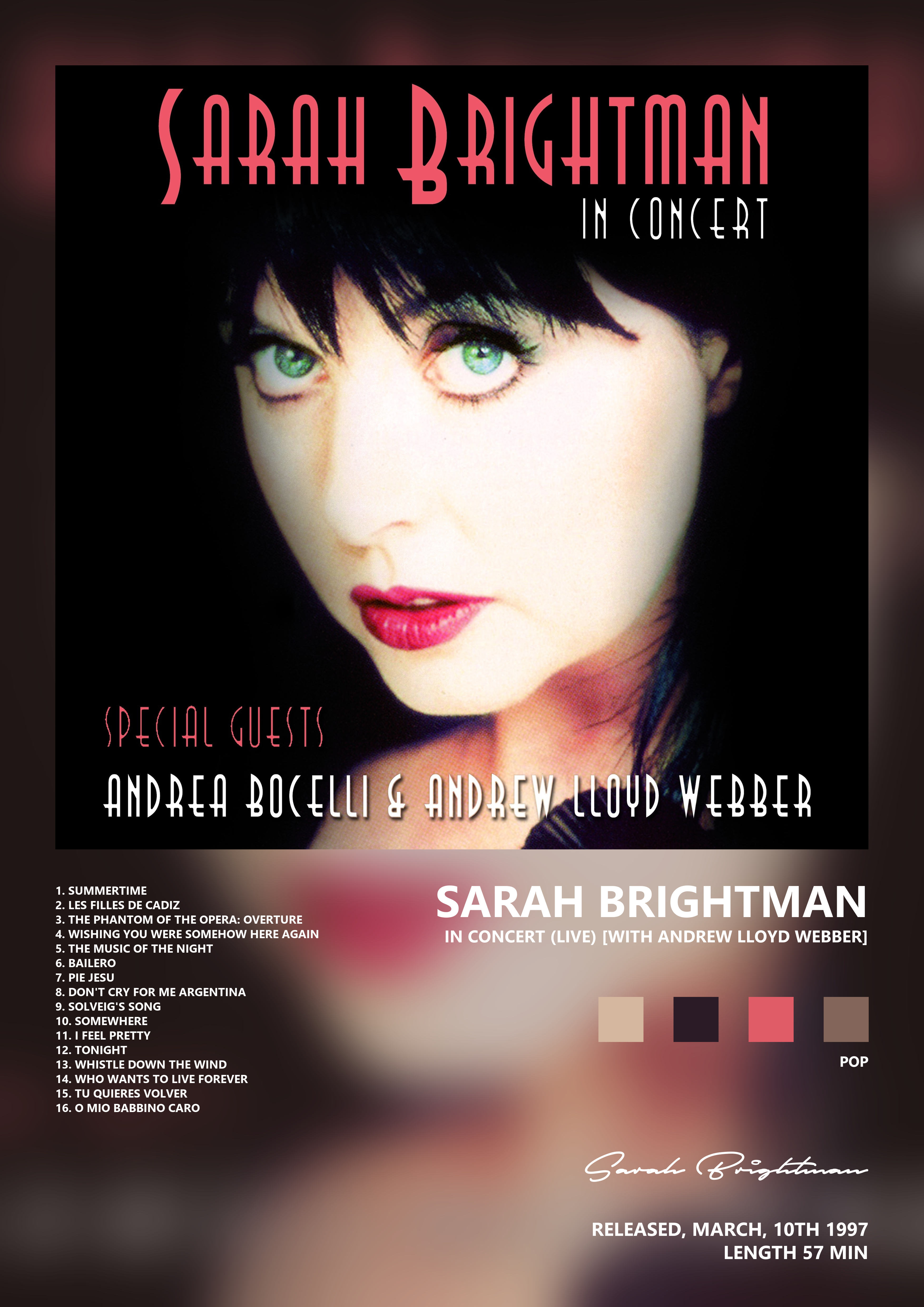Music poster: Sarah Brightman - In Concert Live with Andrew Lloyd Webber