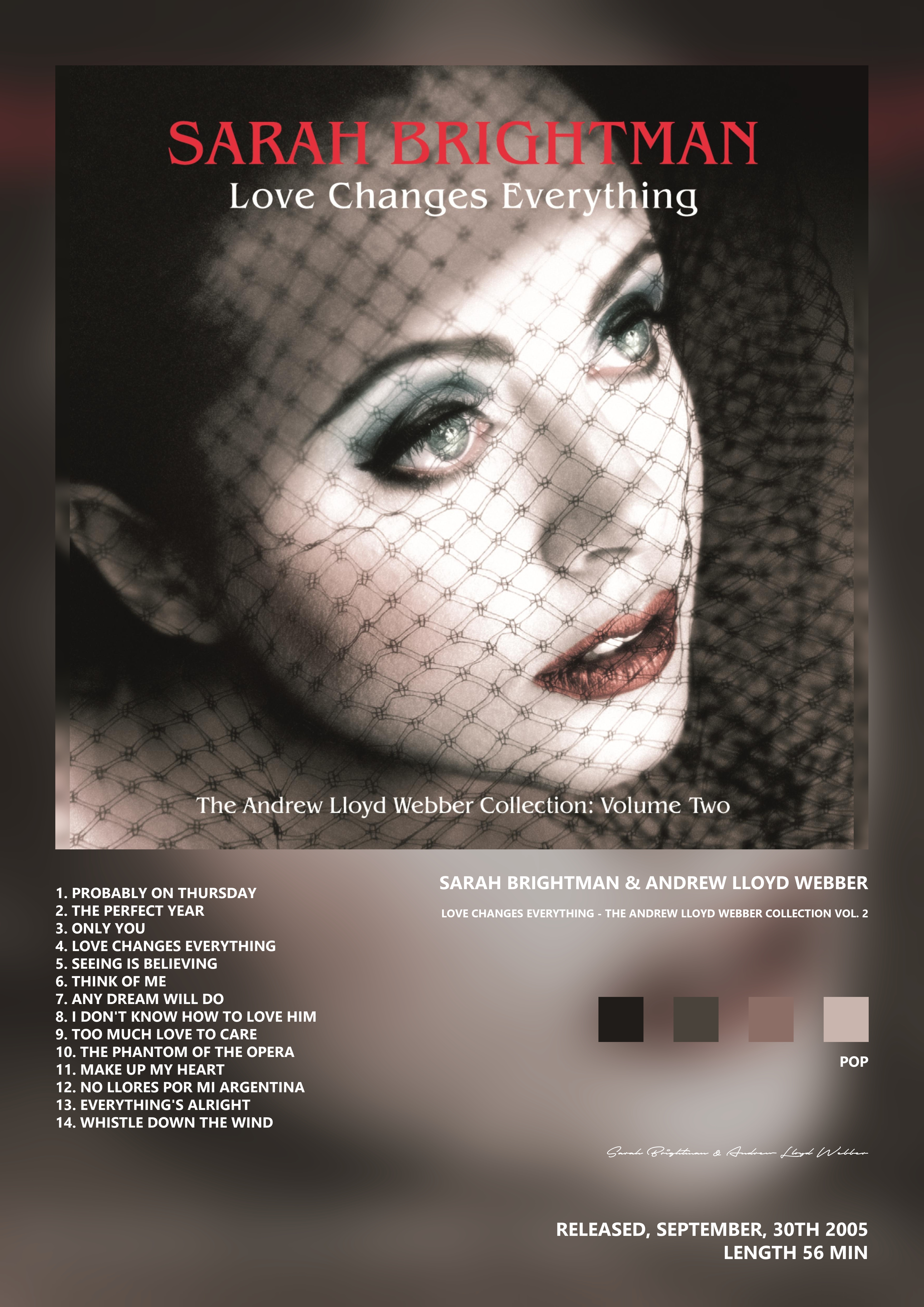 Music poster: Sarah Brightman Andrew Lloyd Webber - Love Changes Everything - The Andrew Lloyd Webber Collection Vol 2