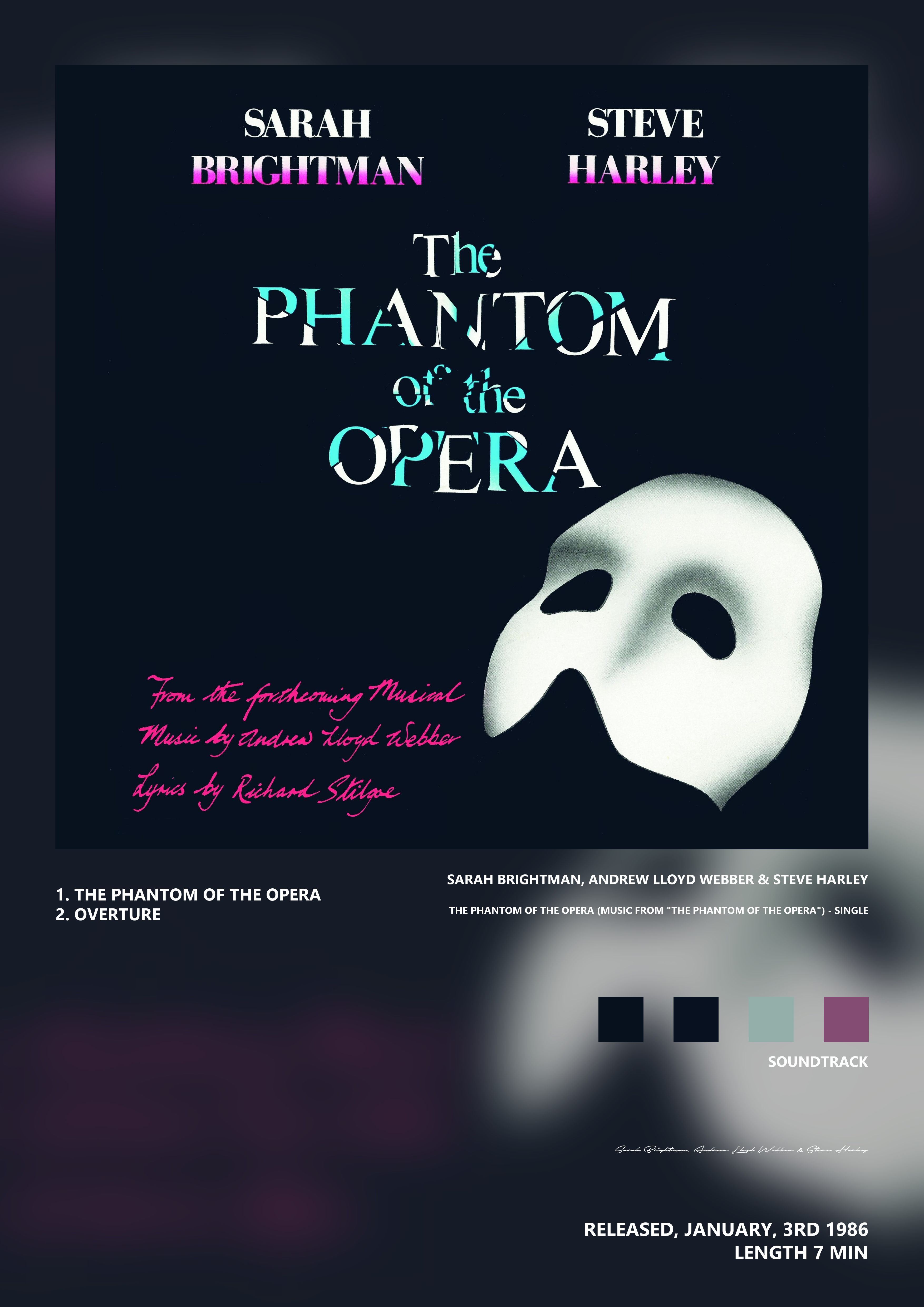 Music poster: Sarah Brightman Andrew Lloyd Webber Steve Harley - The Phantom of the Opera Music From The Phantom of the Opera - Single