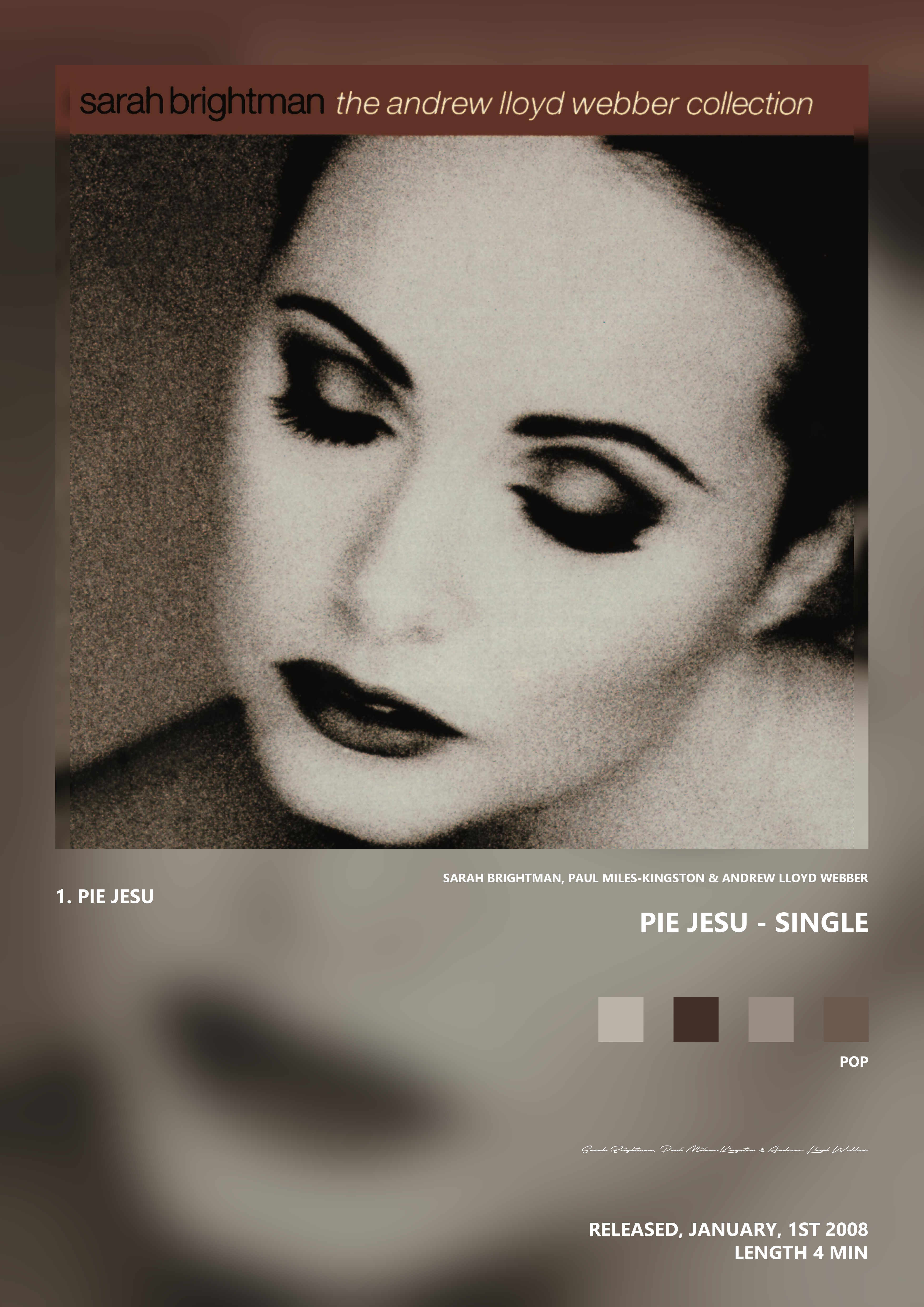 Music poster: Sarah Brightman Paul Miles-Kingston Andrew Lloyd Webber - Pie Jesu - Single