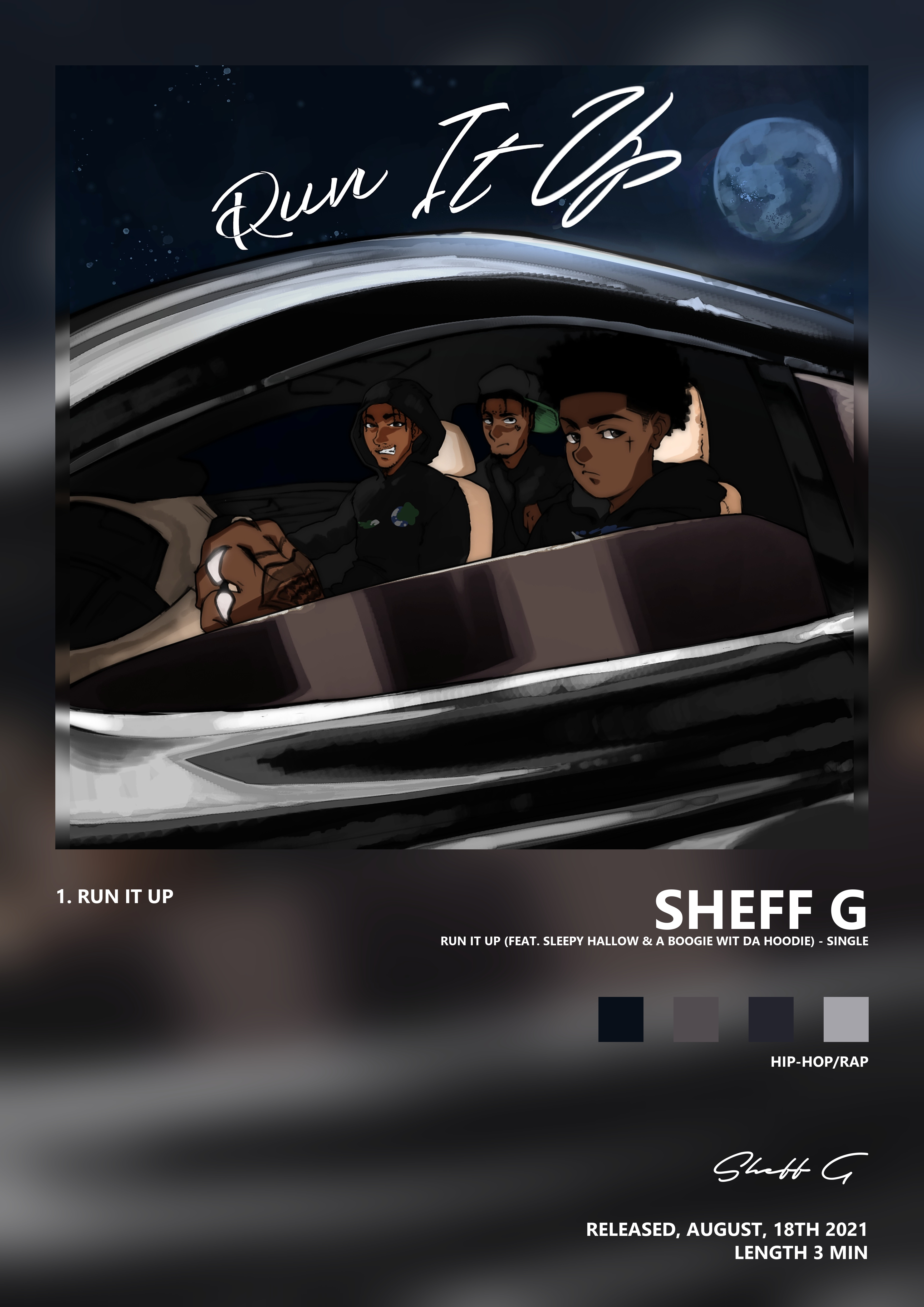 Music poster: Sheff G - Run It Up feat Sleepy Hallow A Boogie wit da Hoodie - Single