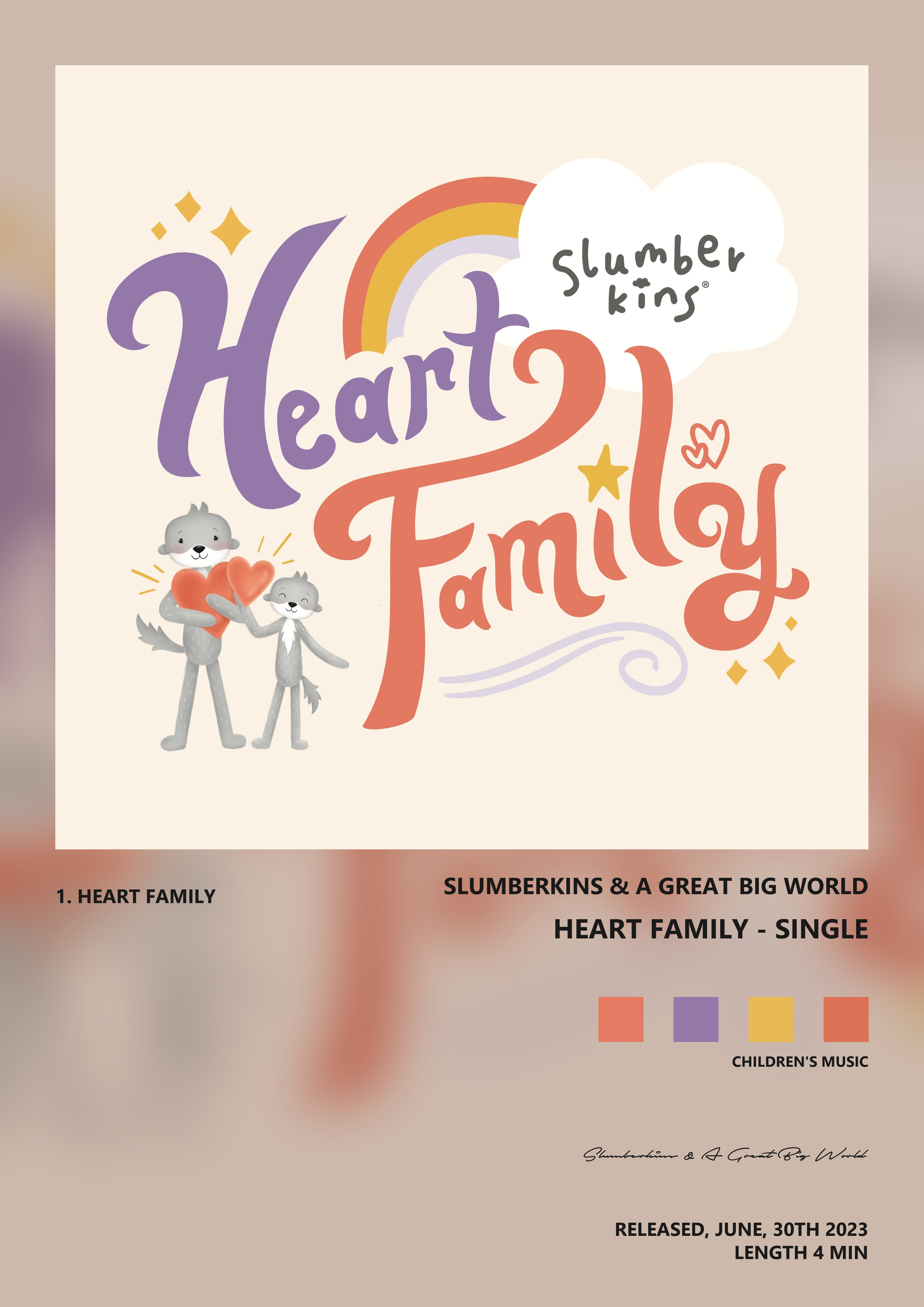 Music poster: Slumberkins A Great Big World - Heart Family - Single
