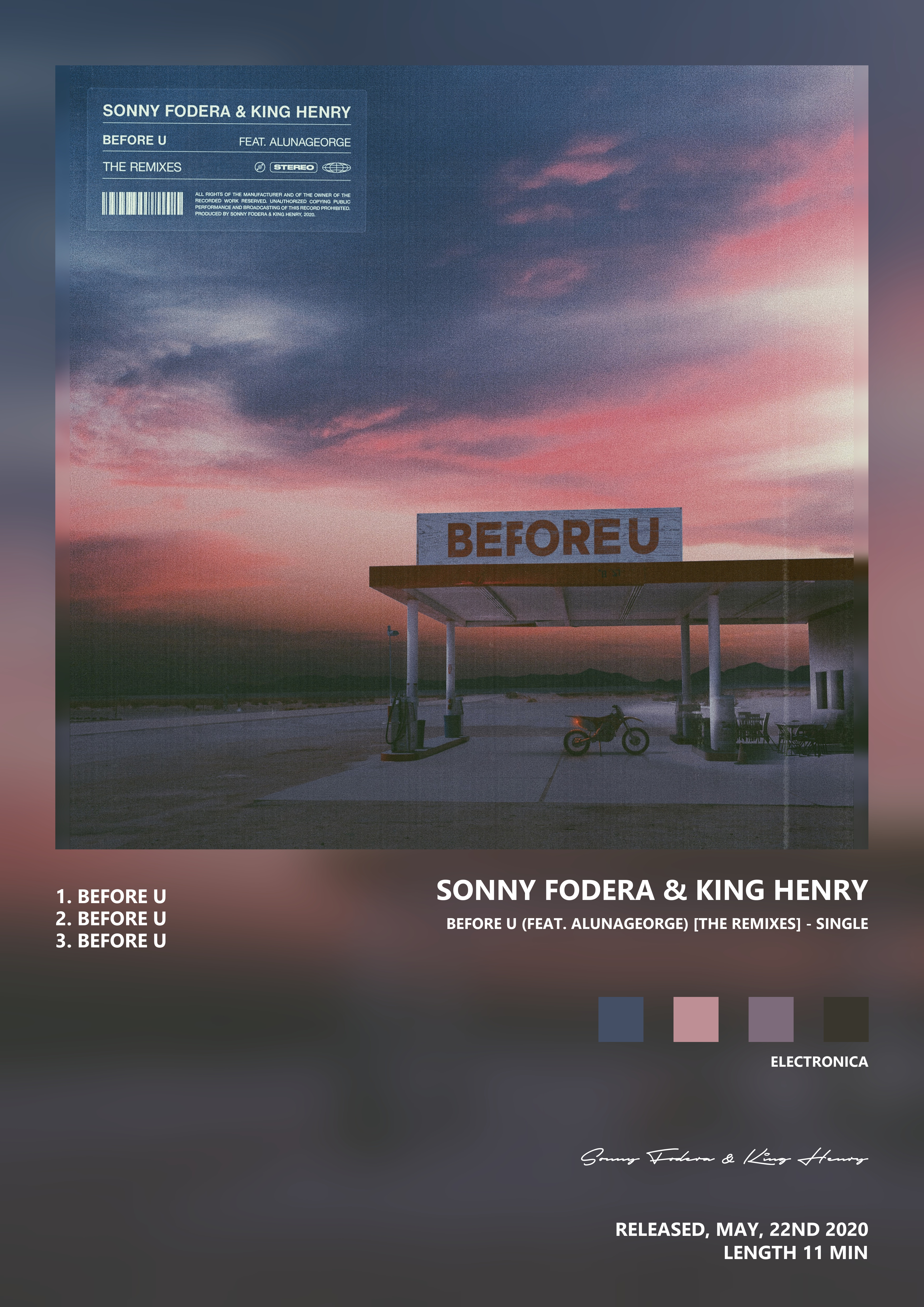 Music poster: Sonny Fodera King Henry - Before U feat AlunaGeorge The Remixes - Single
