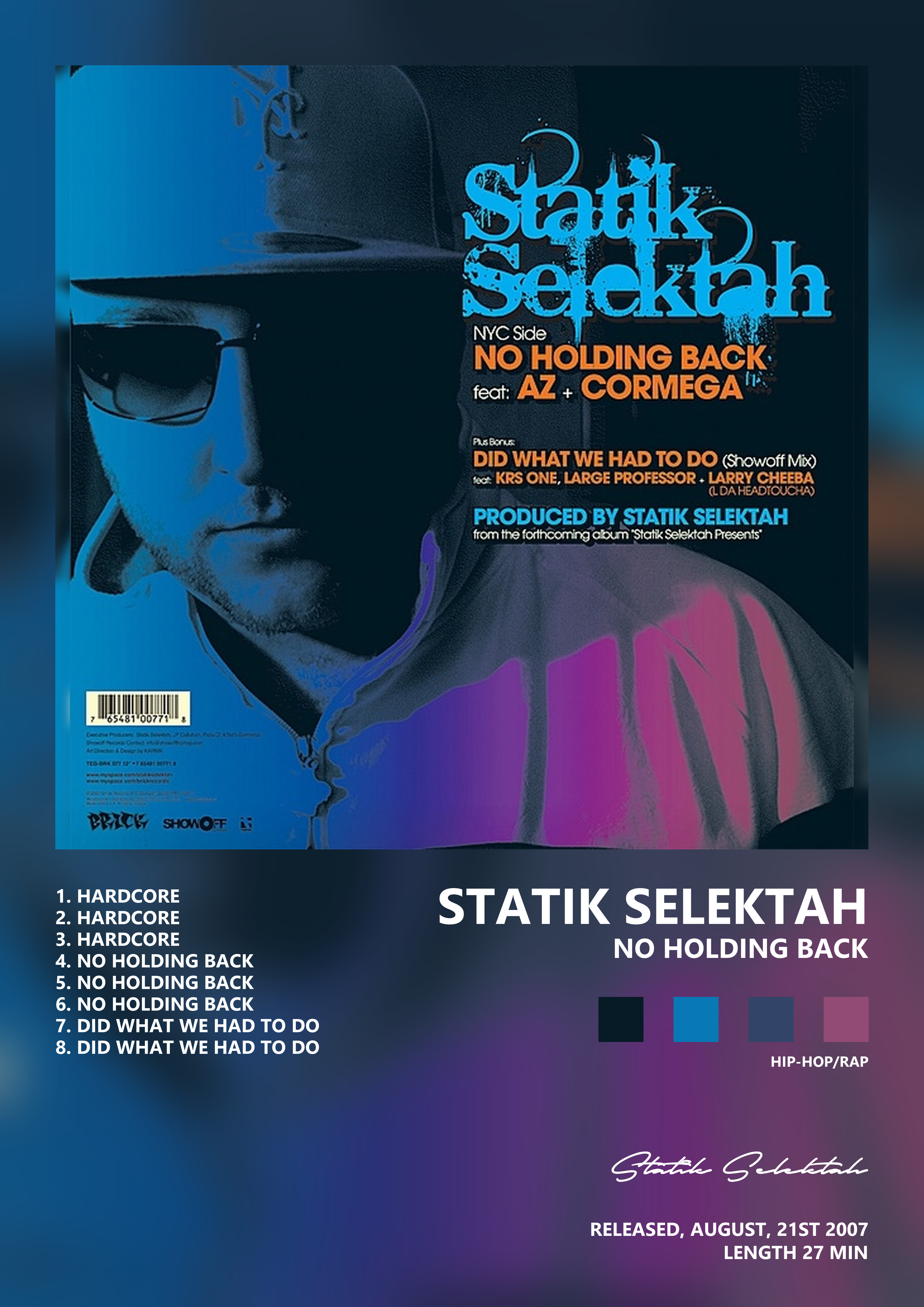 Music poster: Statik Selektah - No Holding Back