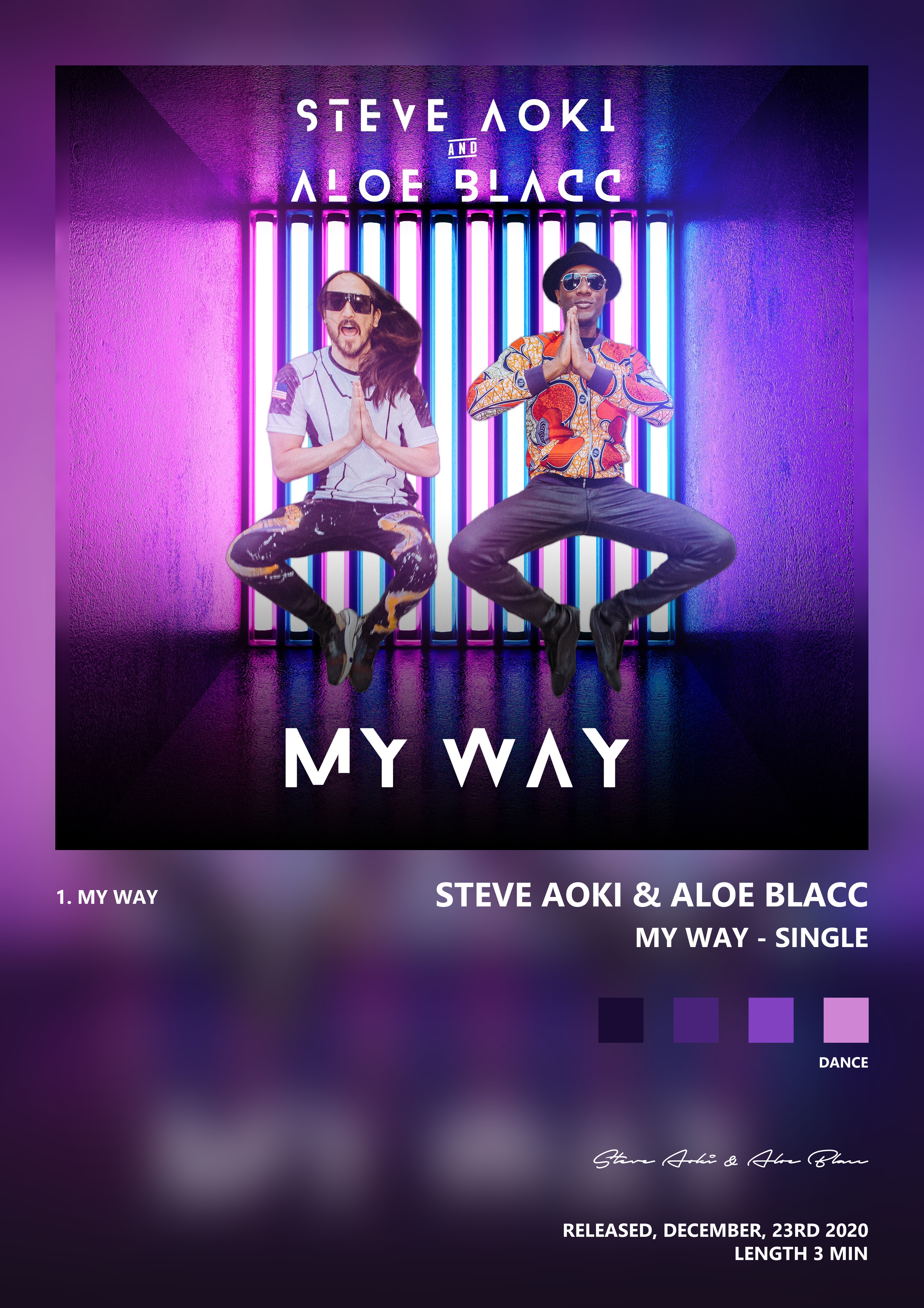 Music poster: Steve Aoki Aloe Blacc - My Way - Single