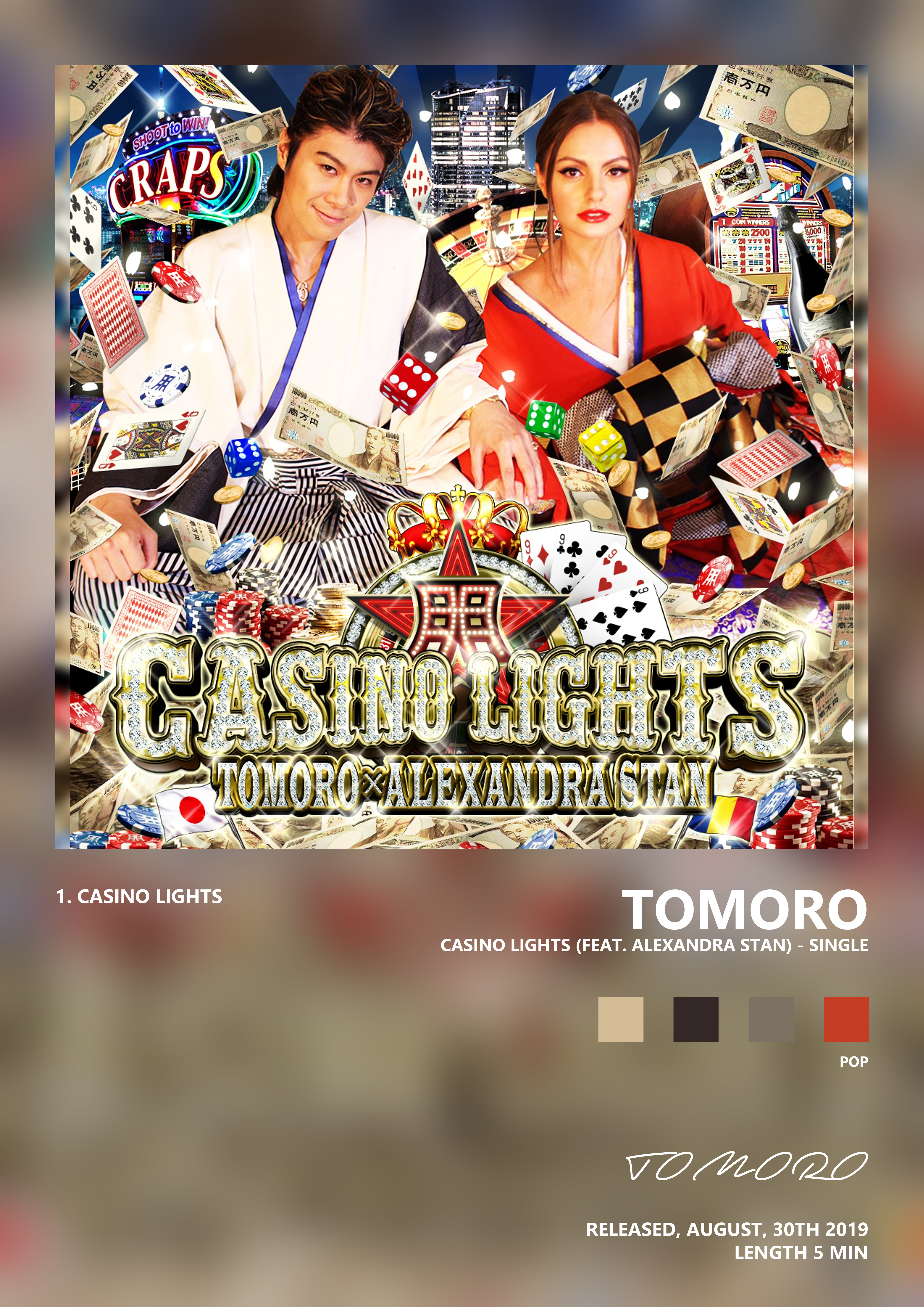 Music poster: TOMORO - Casino Lights feat Alexandra Stan - Single