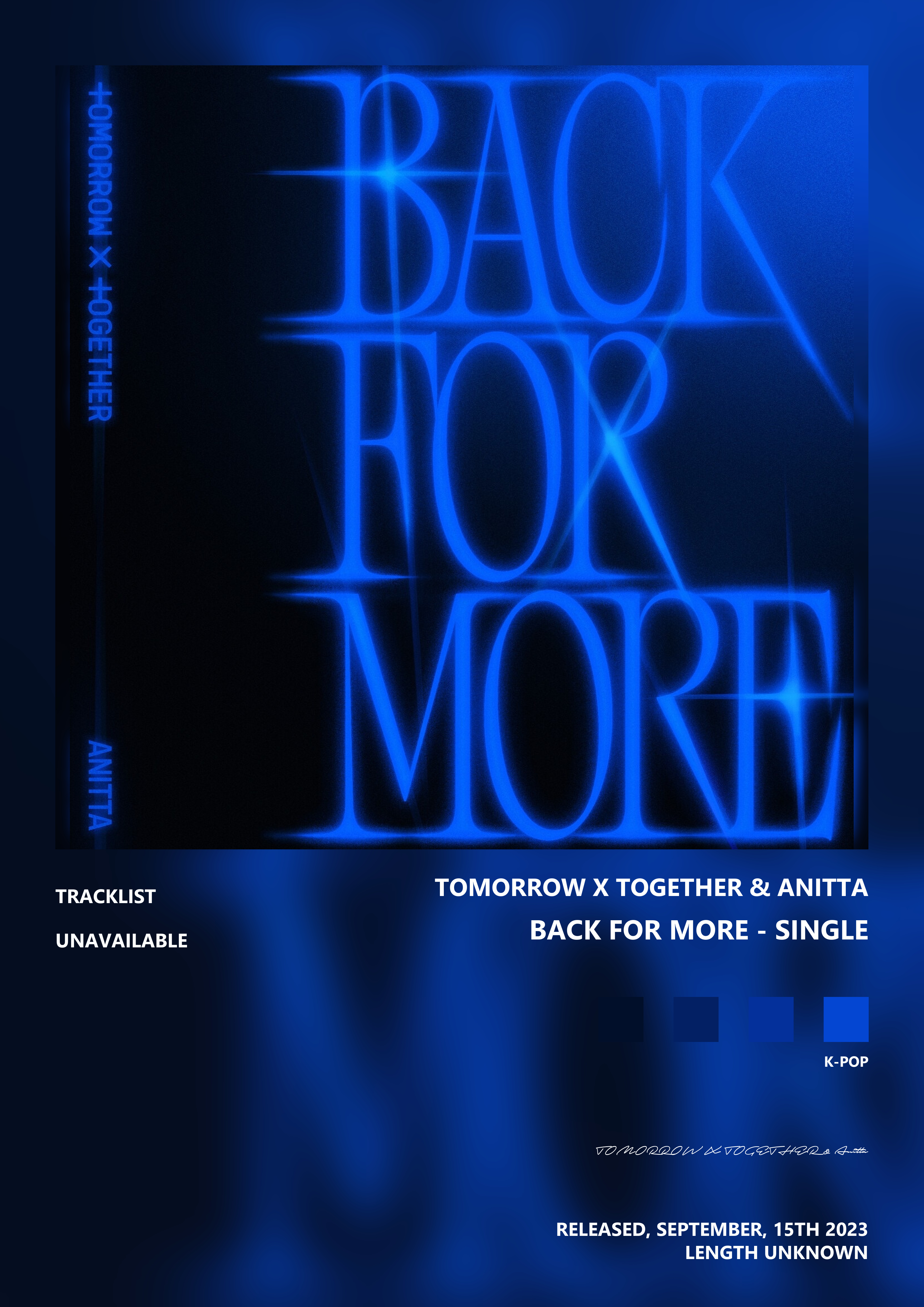 Music poster: TOMORROW X TOGETHER Anitta - Back for More - Single
