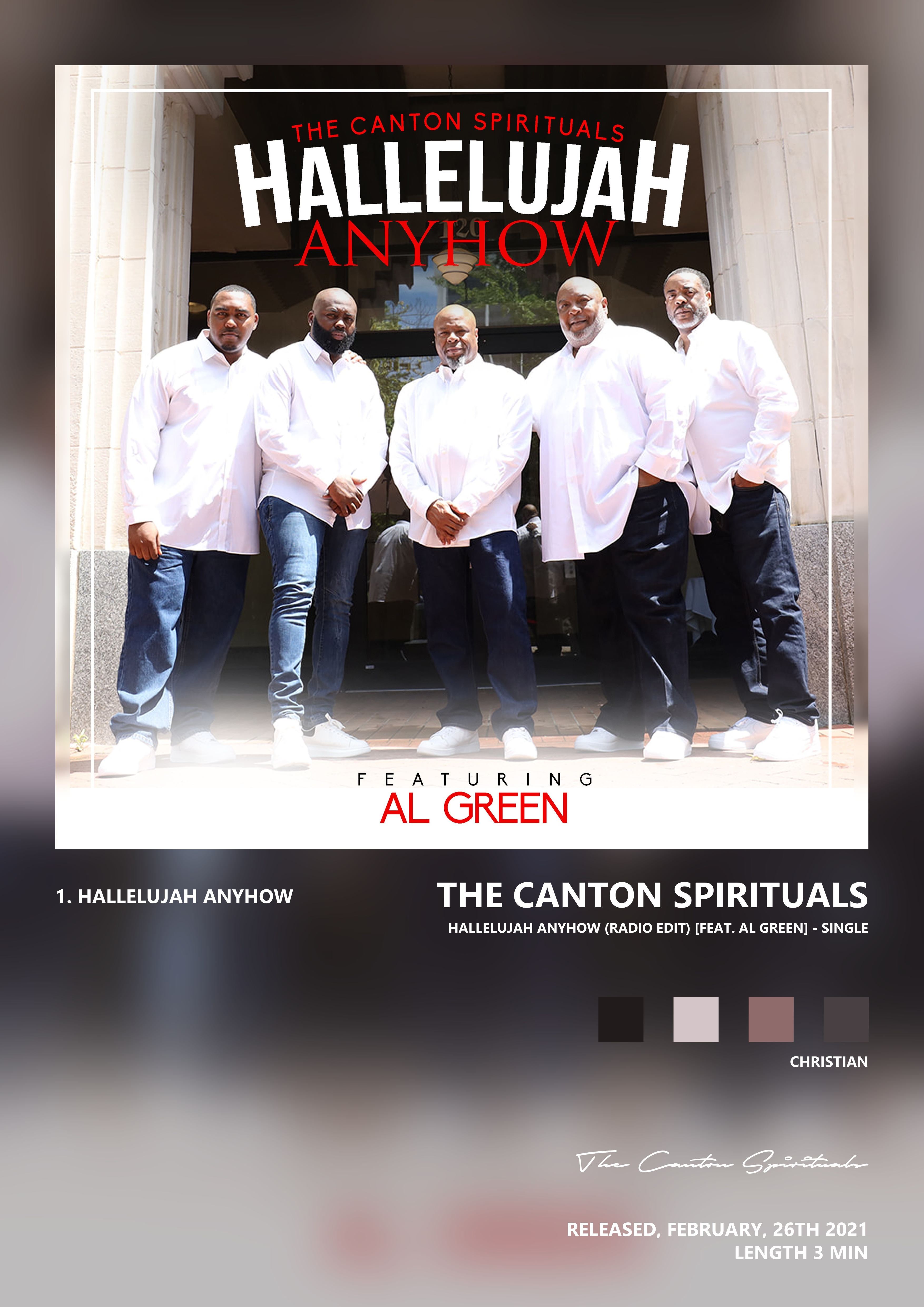 Music poster: The Canton Spirituals - Hallelujah Anyhow Radio Edit feat Al Green - Single