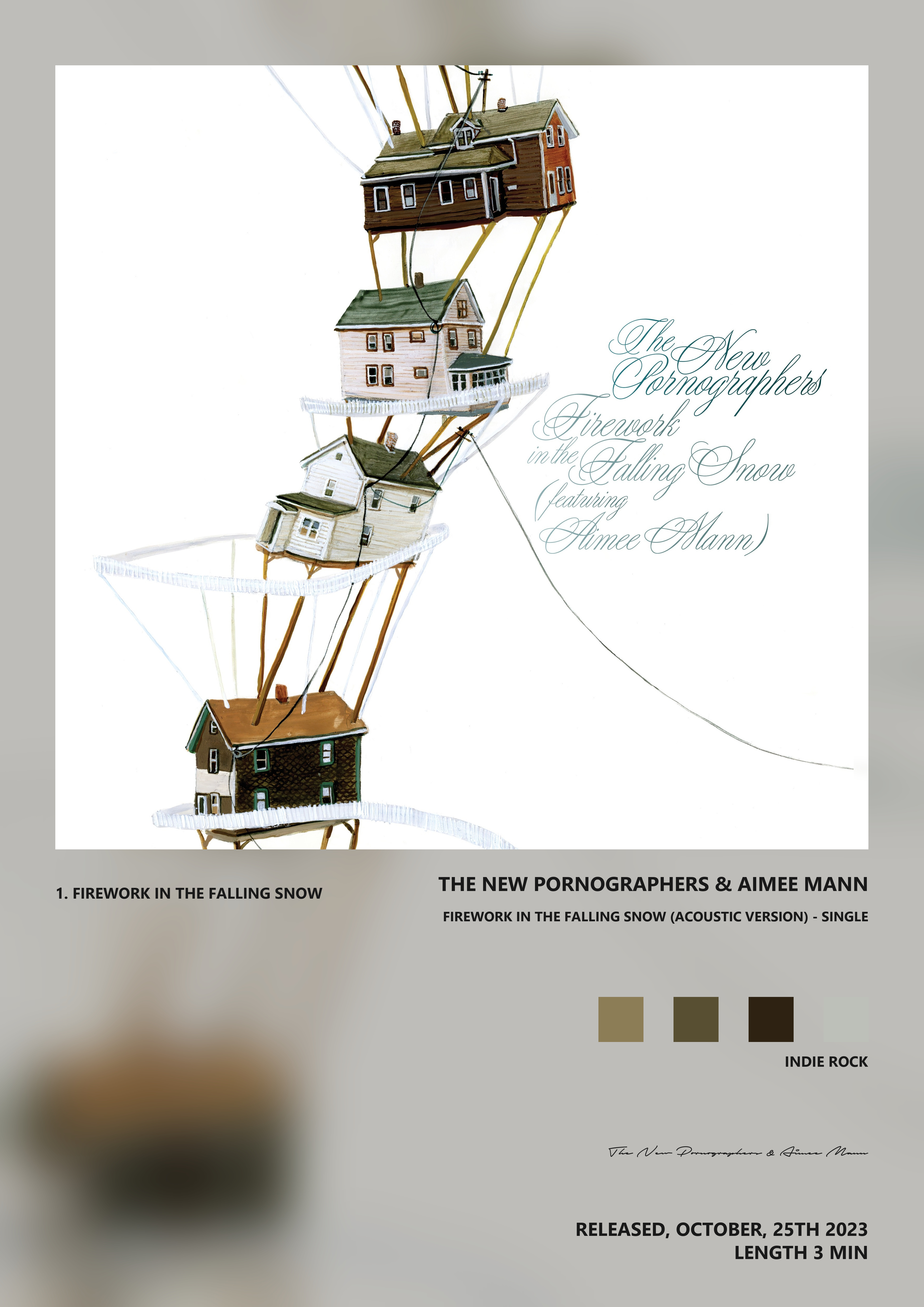 Music poster: The New Pornographers Aimee Mann - Firework in the Falling Snow Acoustic Version - Single