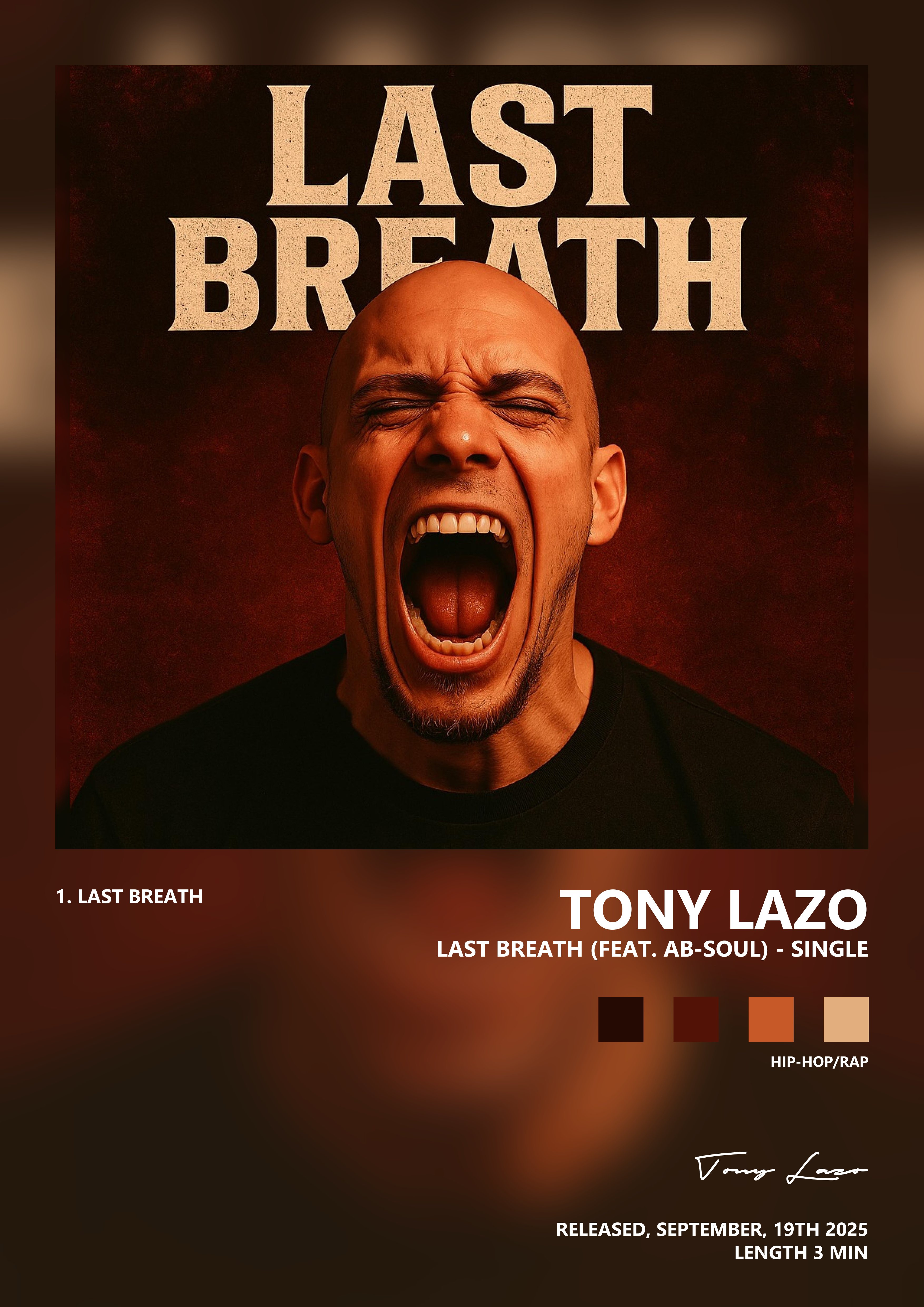 Music poster: Tony Lazo - Last Breath feat Ab-Soul - Single