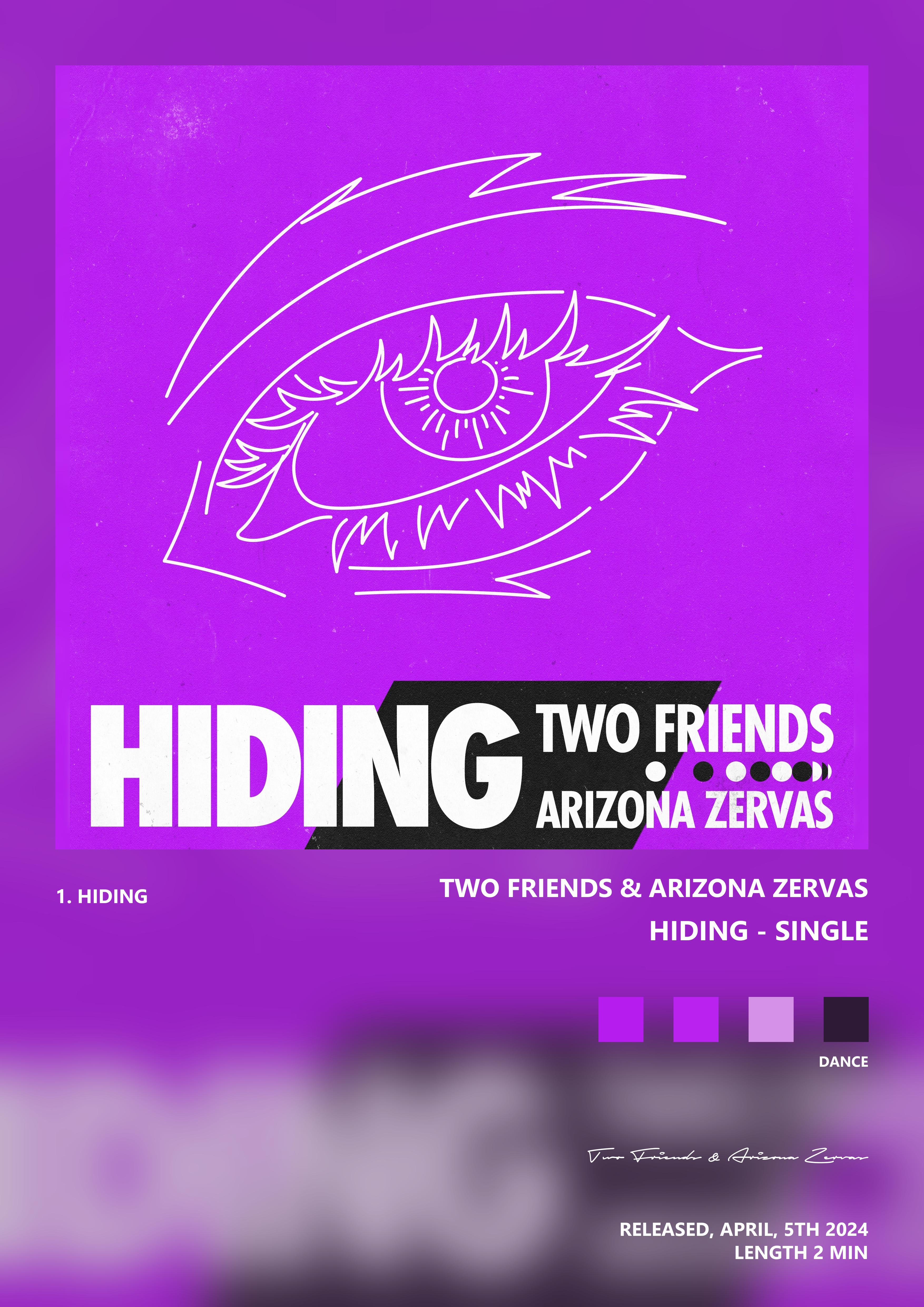 Music poster: Two Friends Arizona Zervas - Hiding - Single