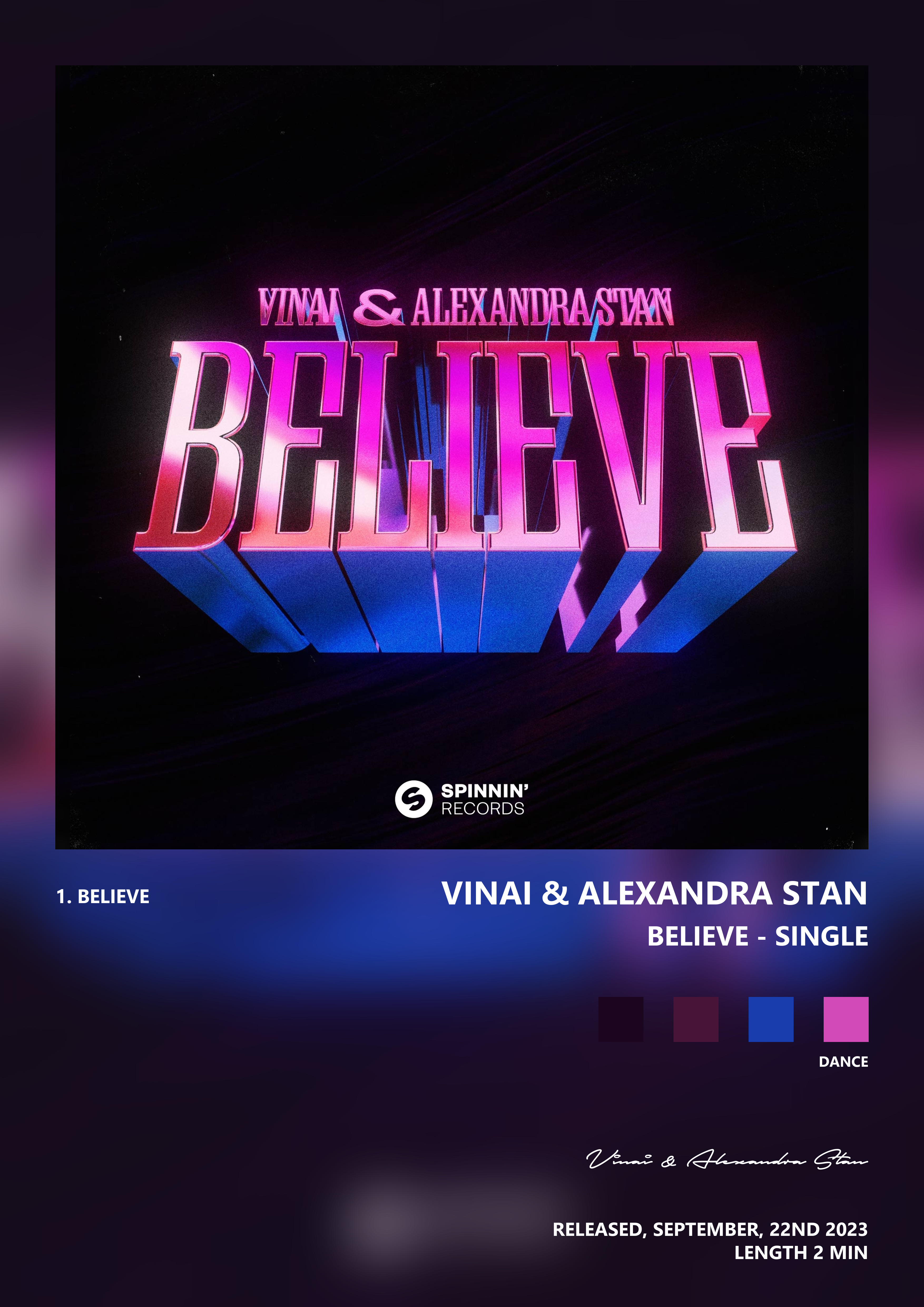 Music poster: Vinai Alexandra Stan - Believe - Single