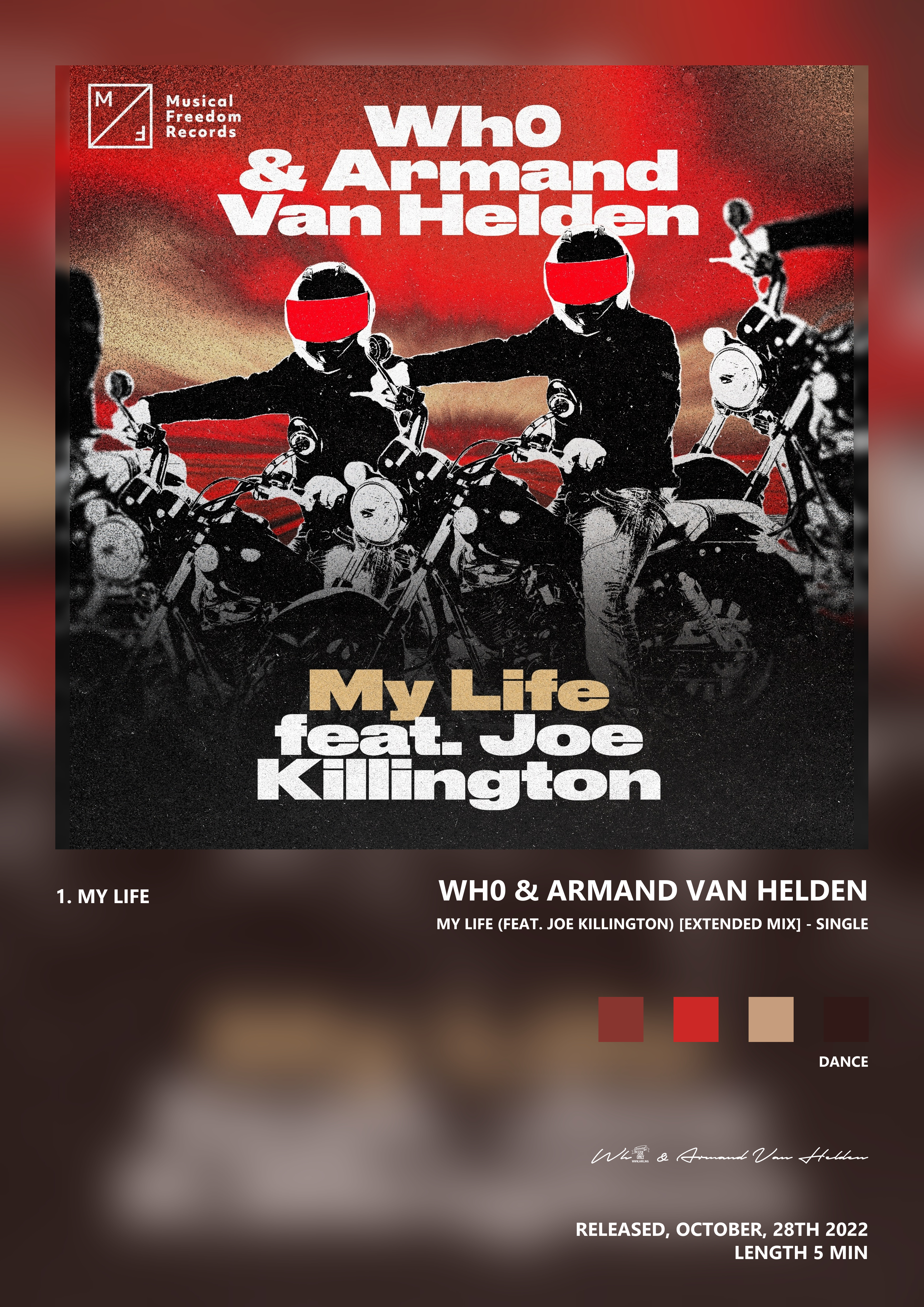 Music poster: Wh0 Armand Van Helden - My Life feat Joe Killington Extended Mix - Single