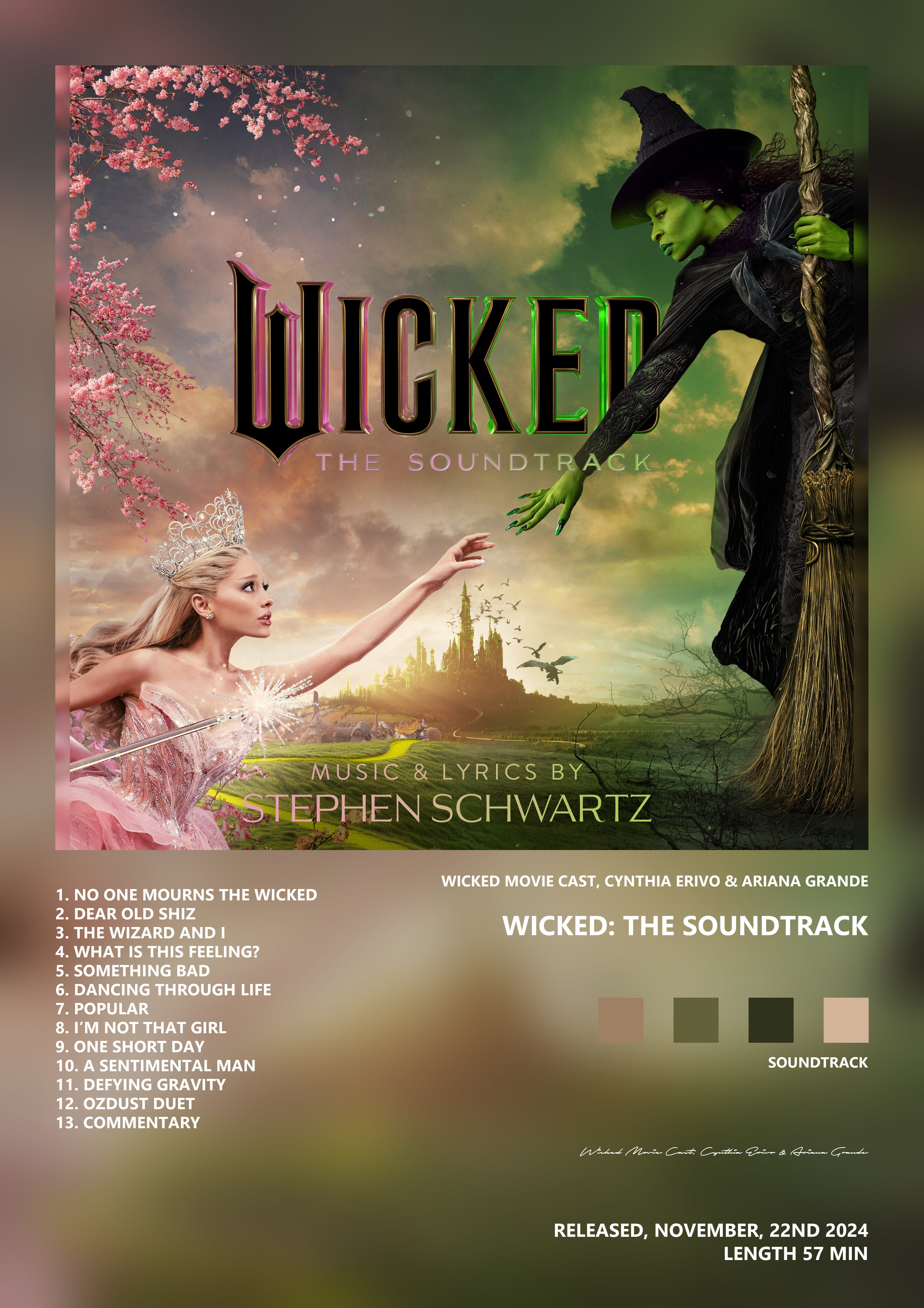 Music poster: Wicked Movie Cast Cynthia Erivo Ariana Grande - Wicked The Soundtrack