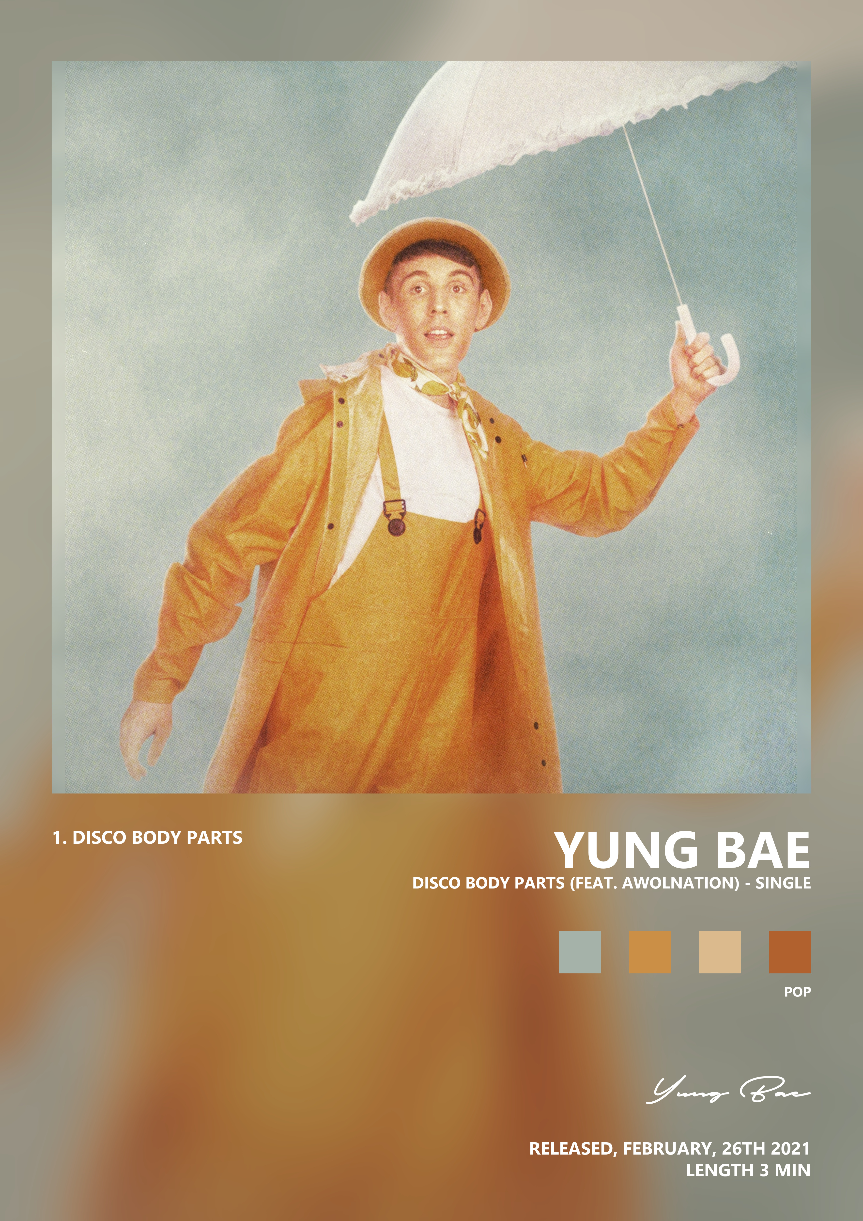 Music poster: Yung Bae - Disco Body Parts feat AWOLNATION - Single