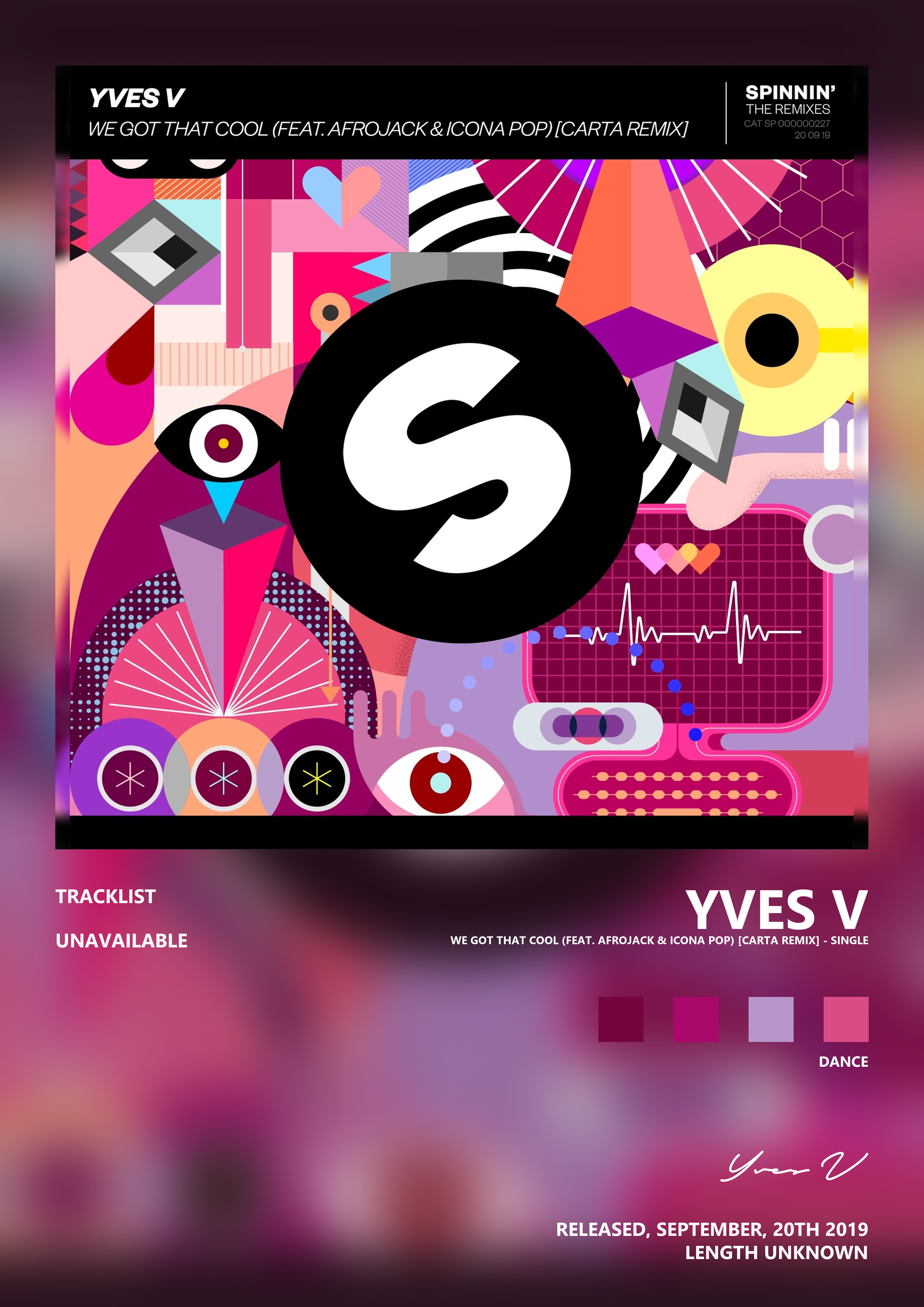 Music poster: Yves V - We Got That Cool feat Afrojack Icona Pop Carta Remix - Single