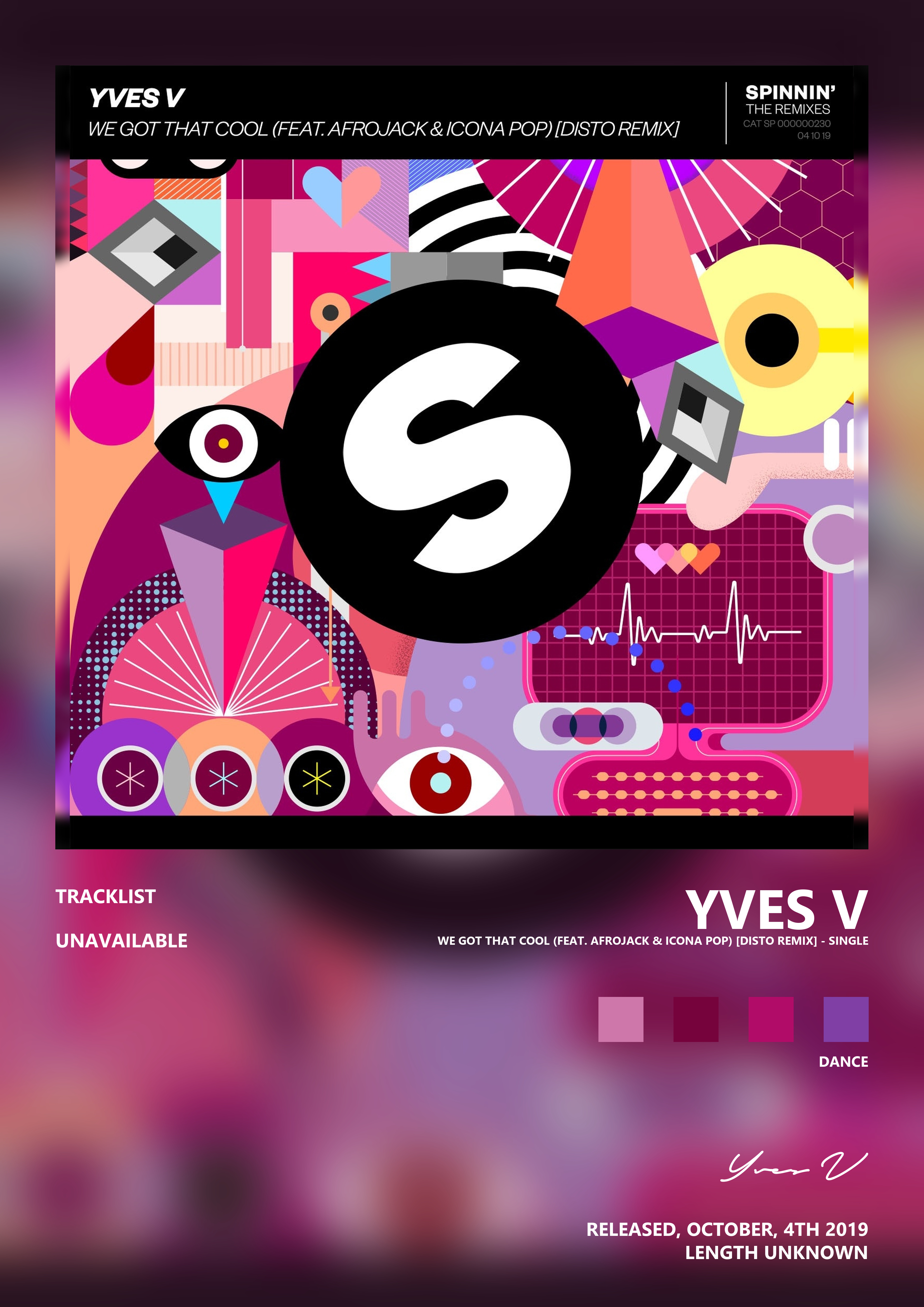 Music poster: Yves V - We Got That Cool feat Afrojack Icona Pop DISTO Remix - Single