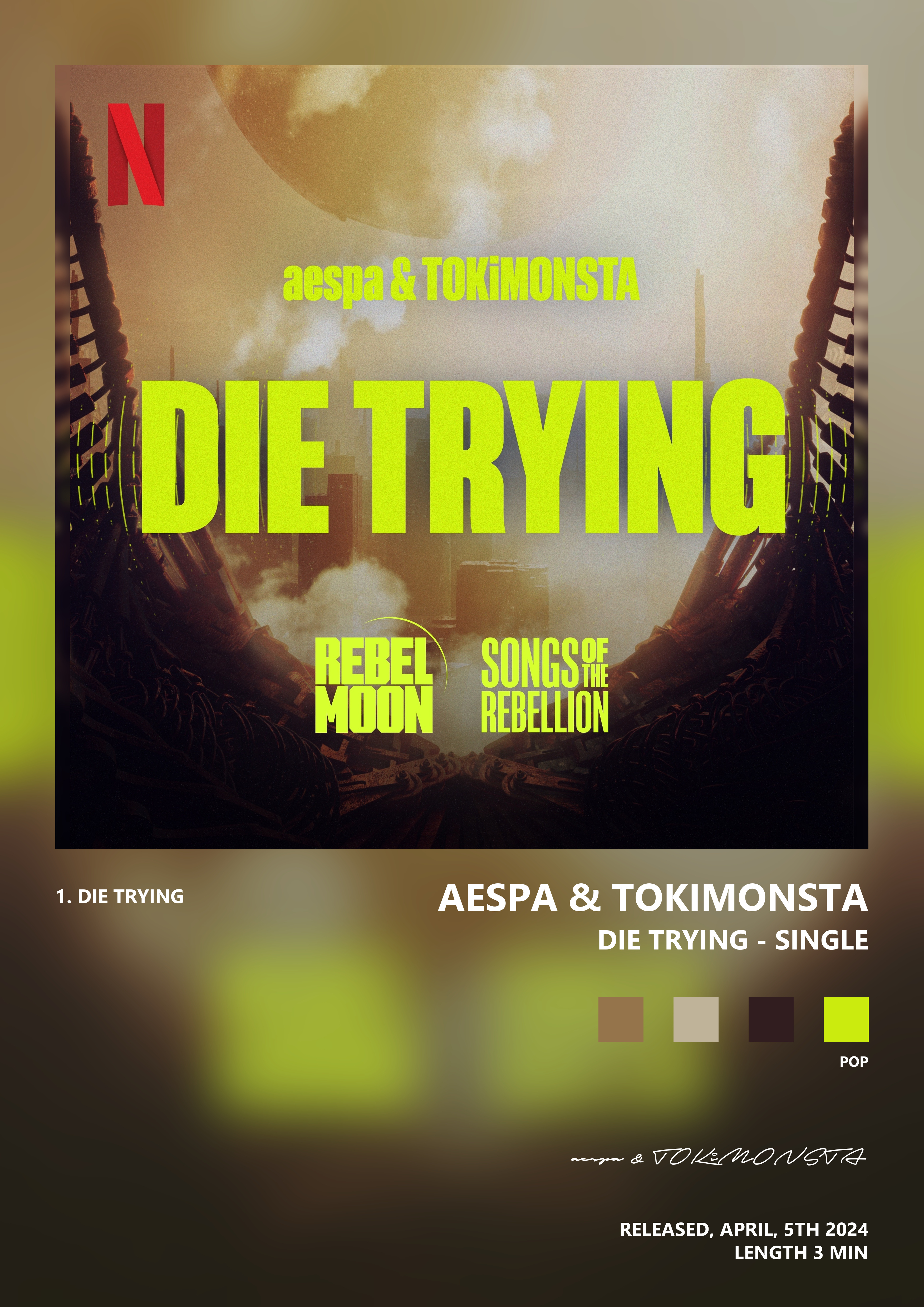 Music poster: aespa TOKiMONSTA - Die Trying - Single