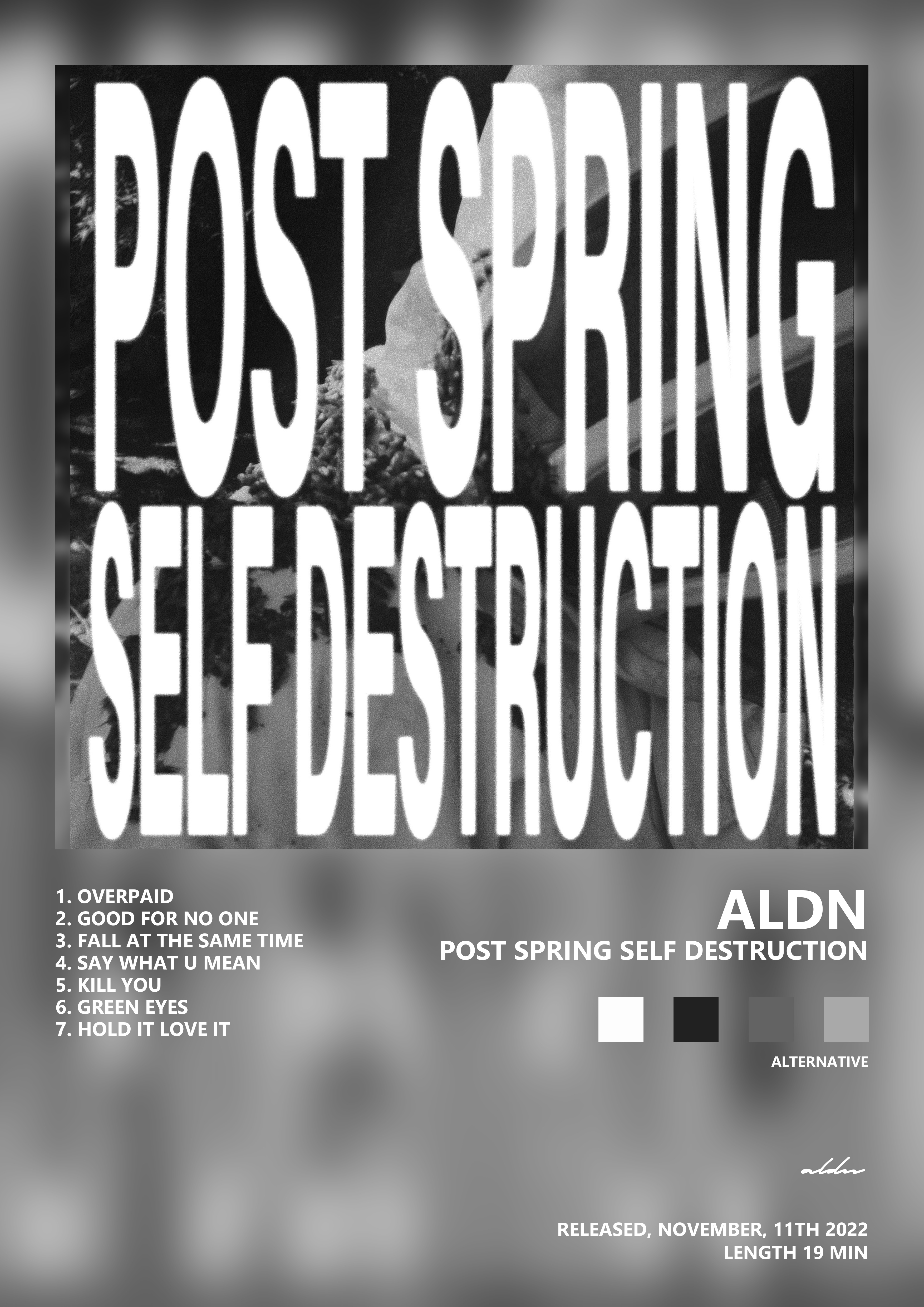 Music poster: aldn - post spring self destruction