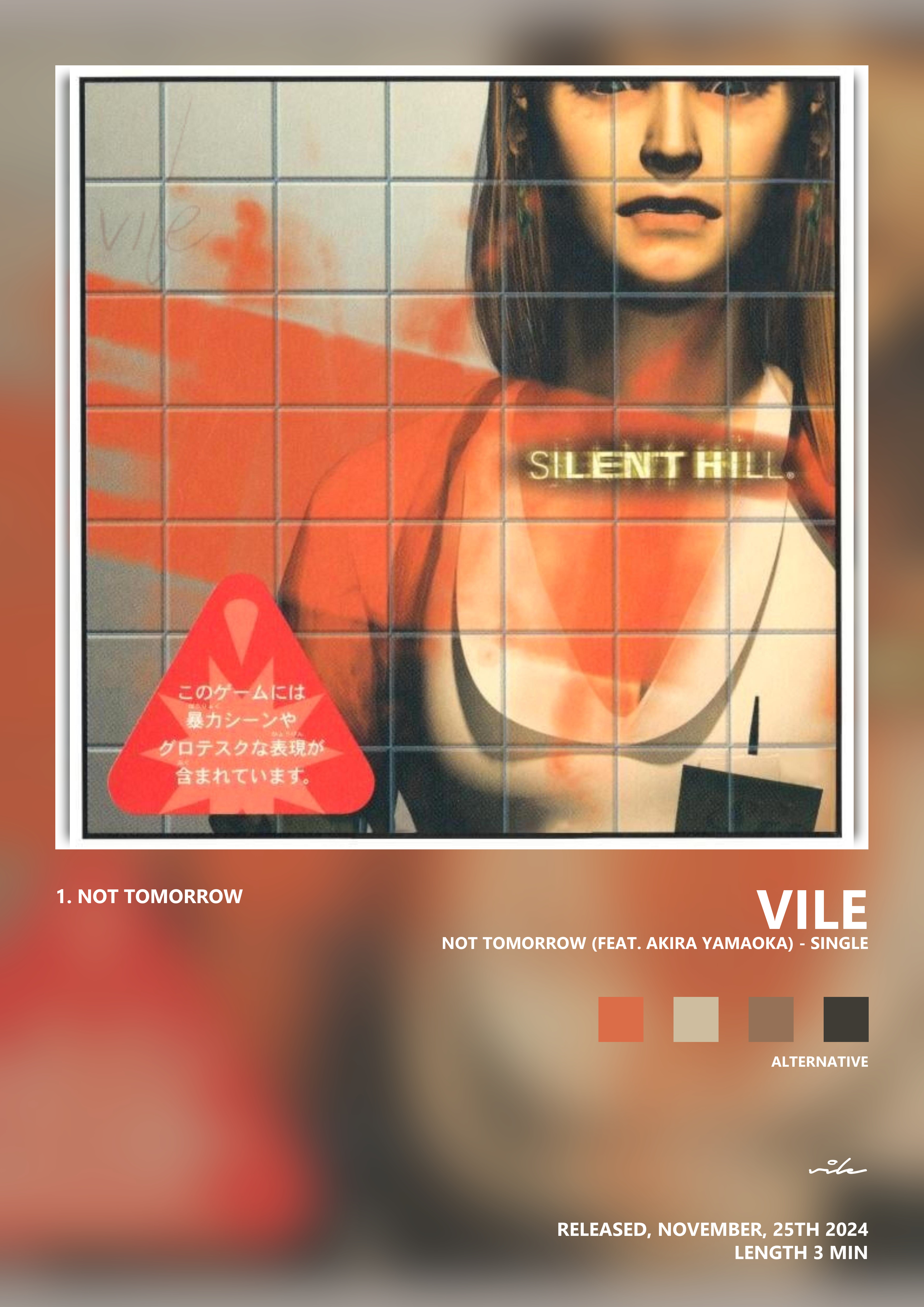 Music poster: vile - not tomorrow feat Akira Yamaoka - Single