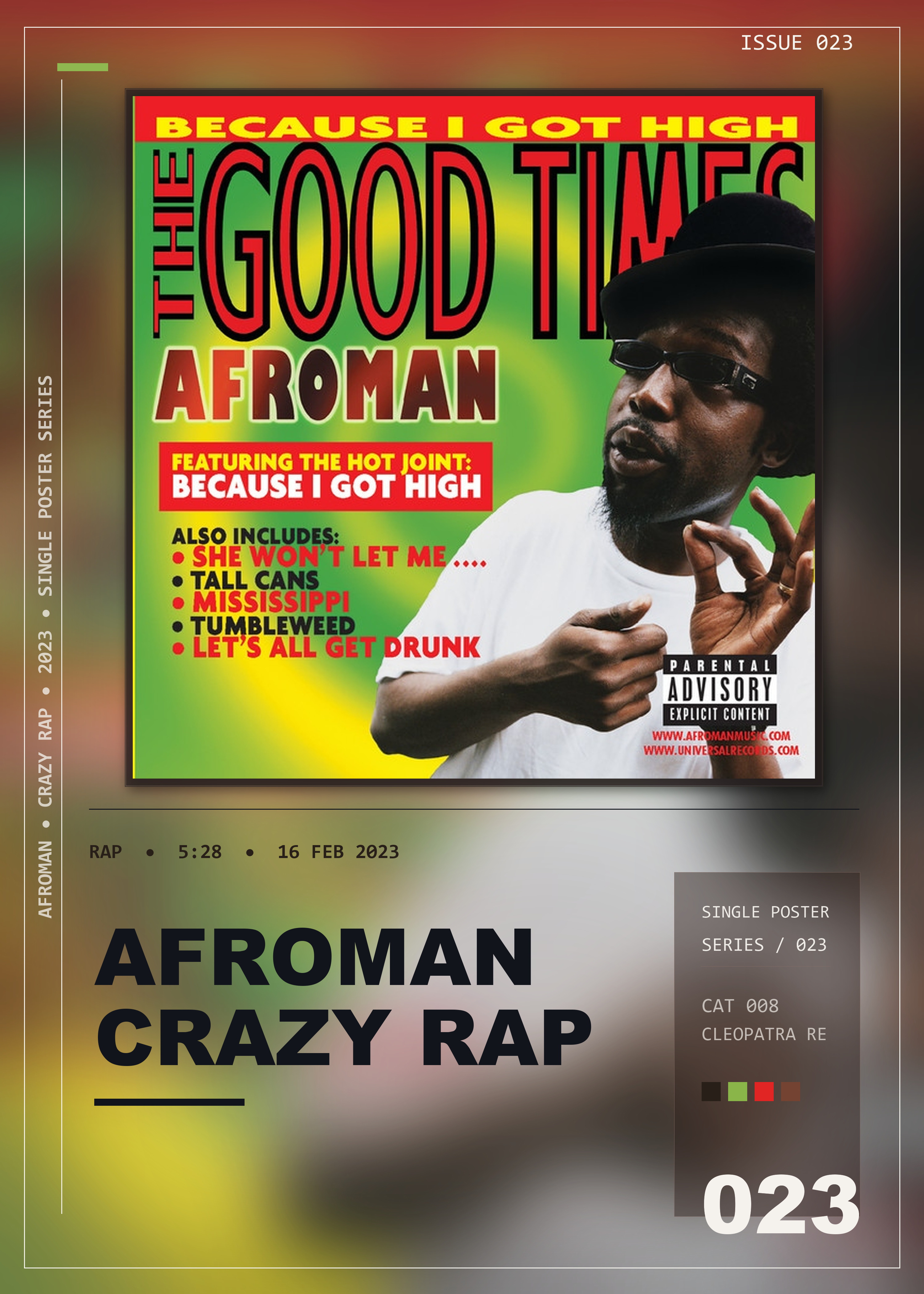 Music poster: Afroman - Crazy Rap Colt 45 2 Zig Zags