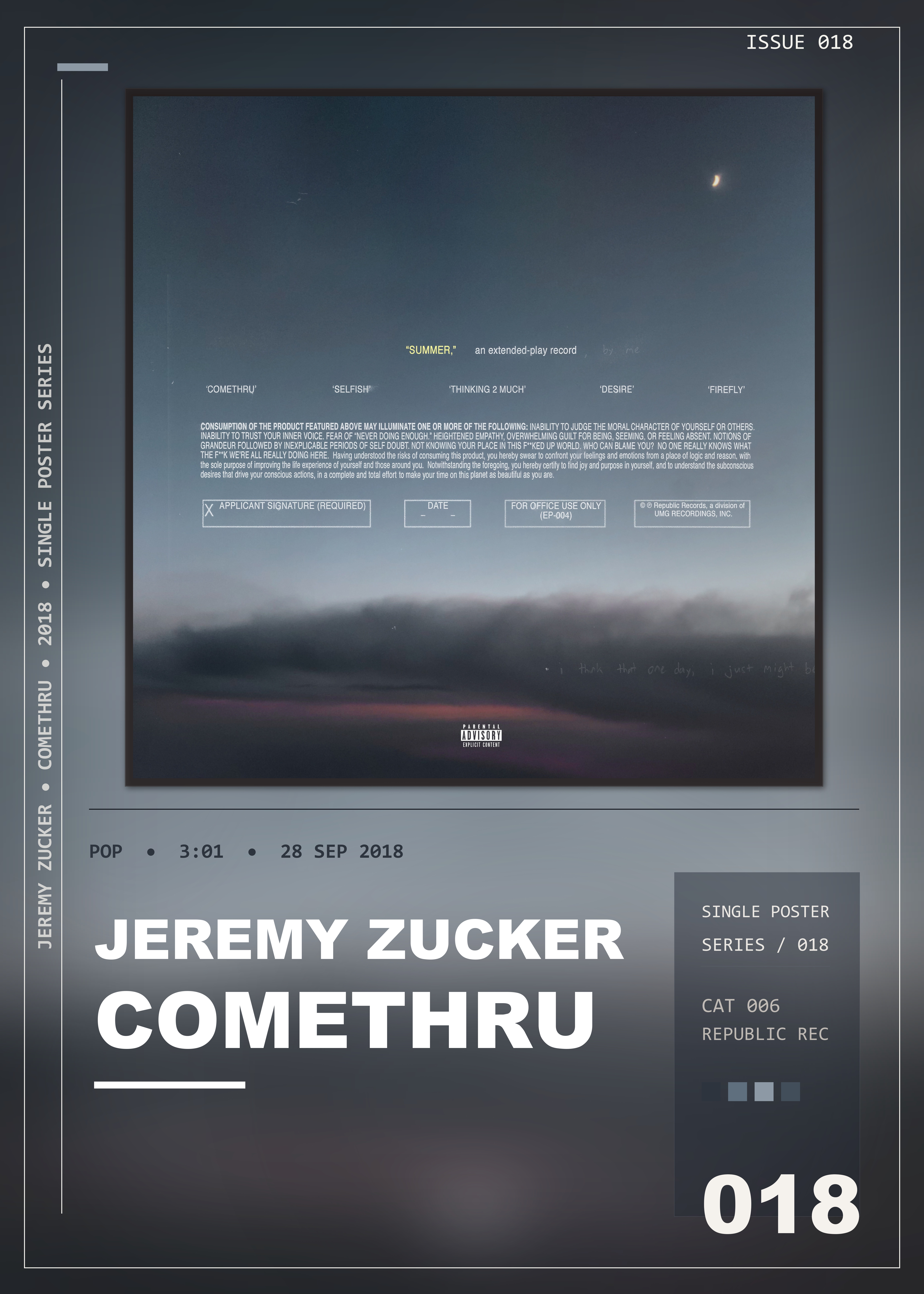 Music poster: Jeremy Zucker - comethru