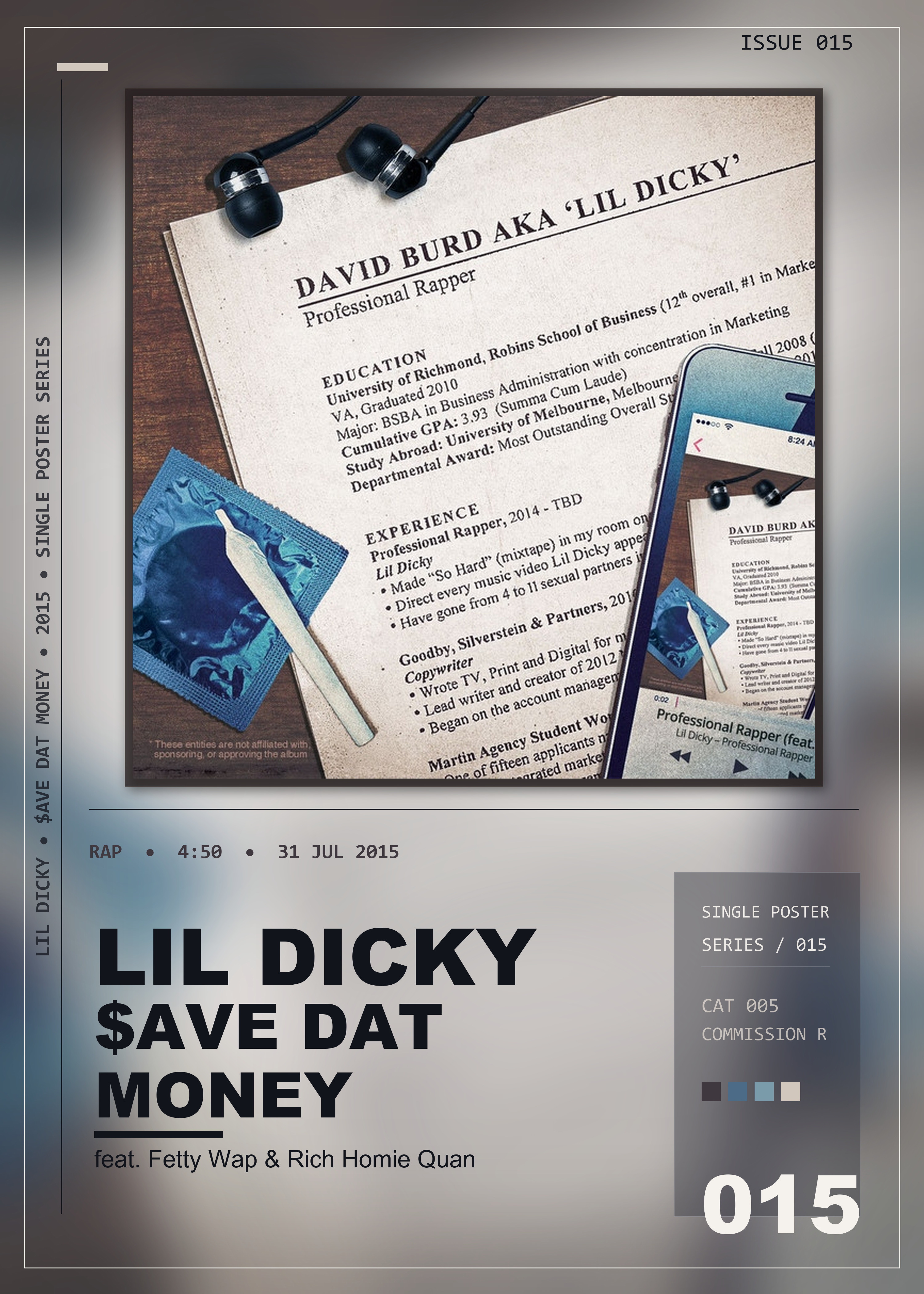 Music poster: Lil Dicky - ave Dat Money feat Fetty Wap Rich Homie Quan