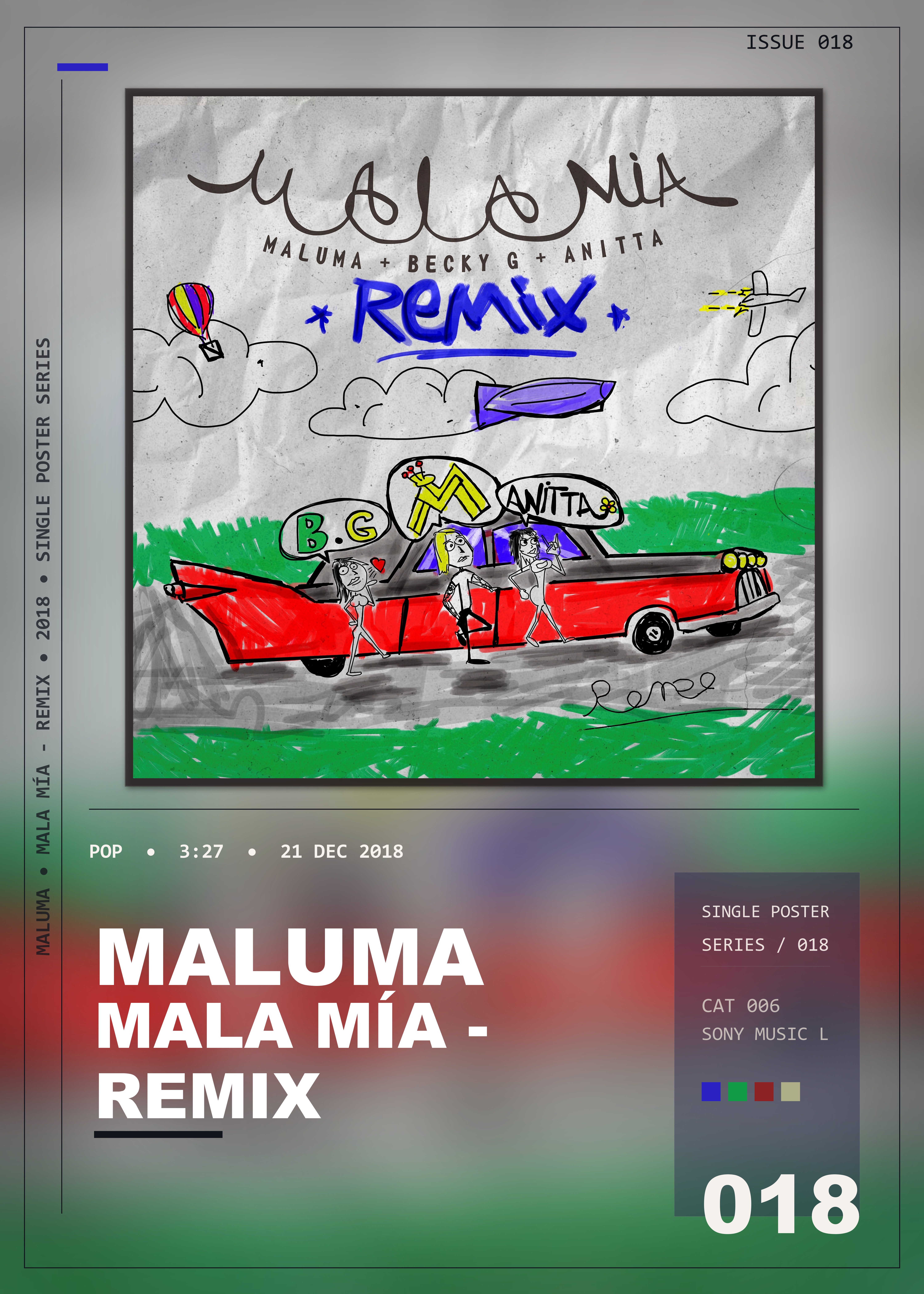 Music poster: Maluma - Mala Mía - Remix