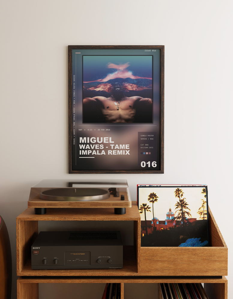 Music poster: Miguel - waves - Tame Impala Remix