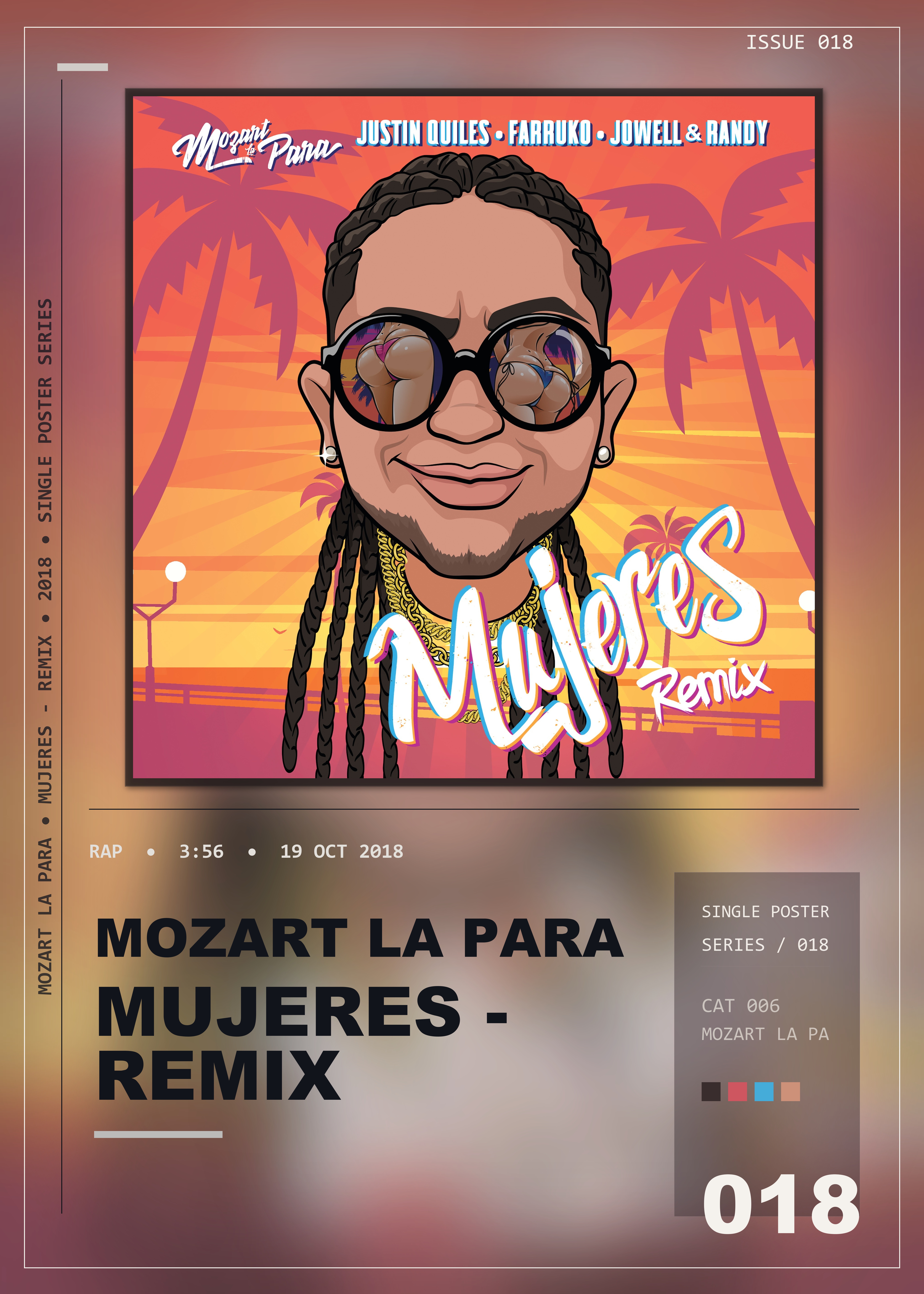 Music poster: Mozart La Para - Mujeres Mozart La Para Justin Quiles Farruko Jowell Randy - Remix