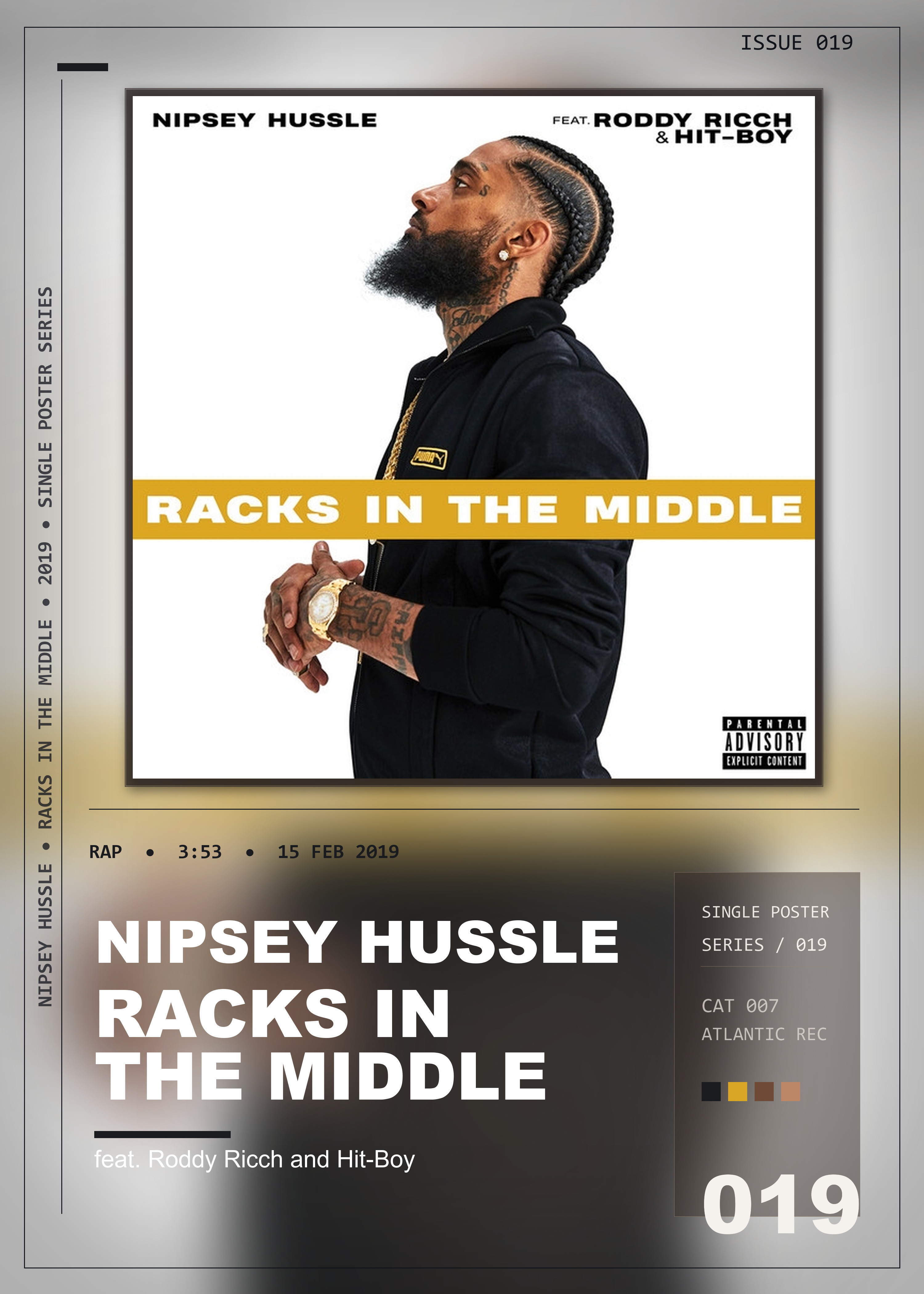 Music poster: Nipsey Hussle - Racks In The Middle feat Roddy Ricch and Hit-Boy