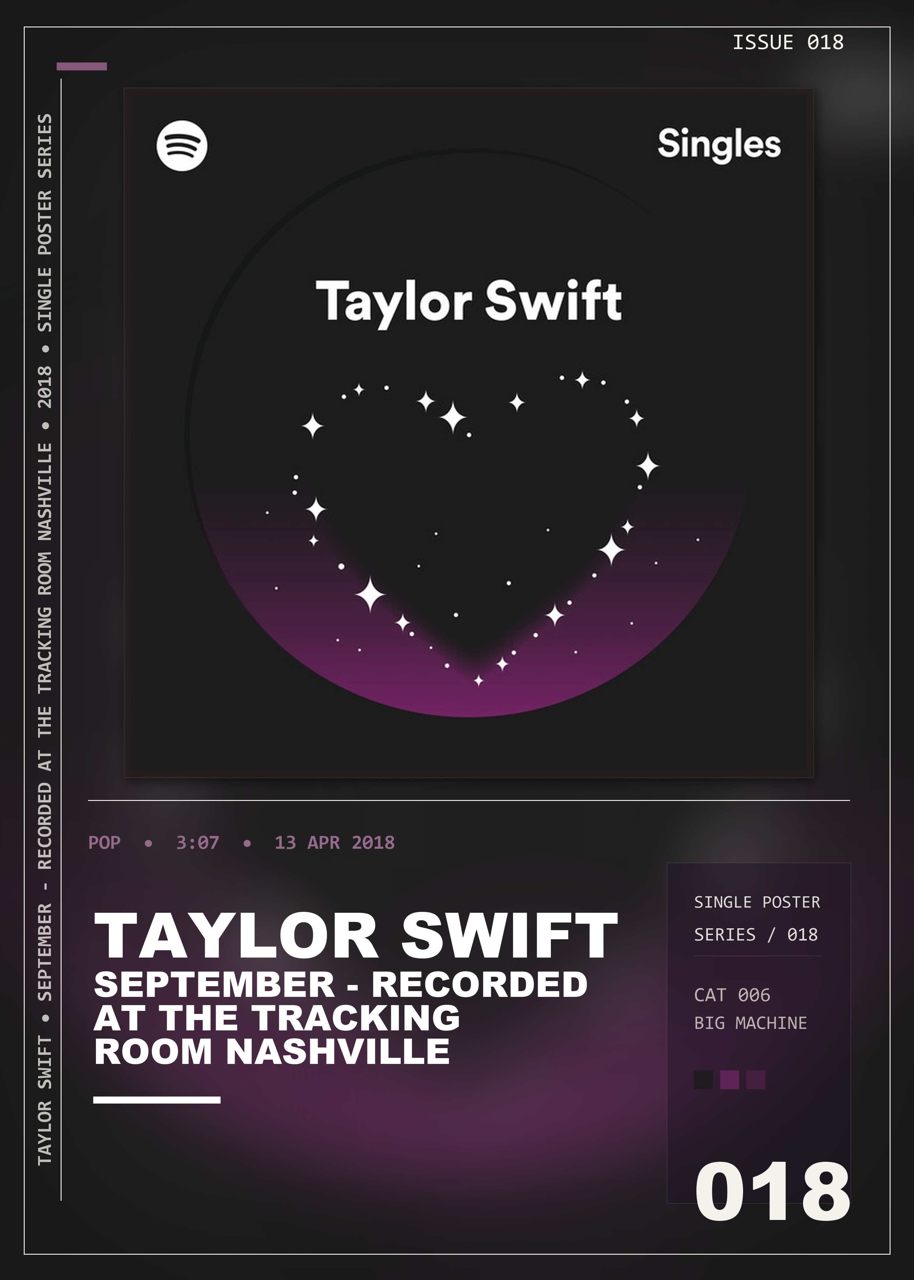Music poster: Taylor Swift - September - Recorded at The Tracking Room Nashville