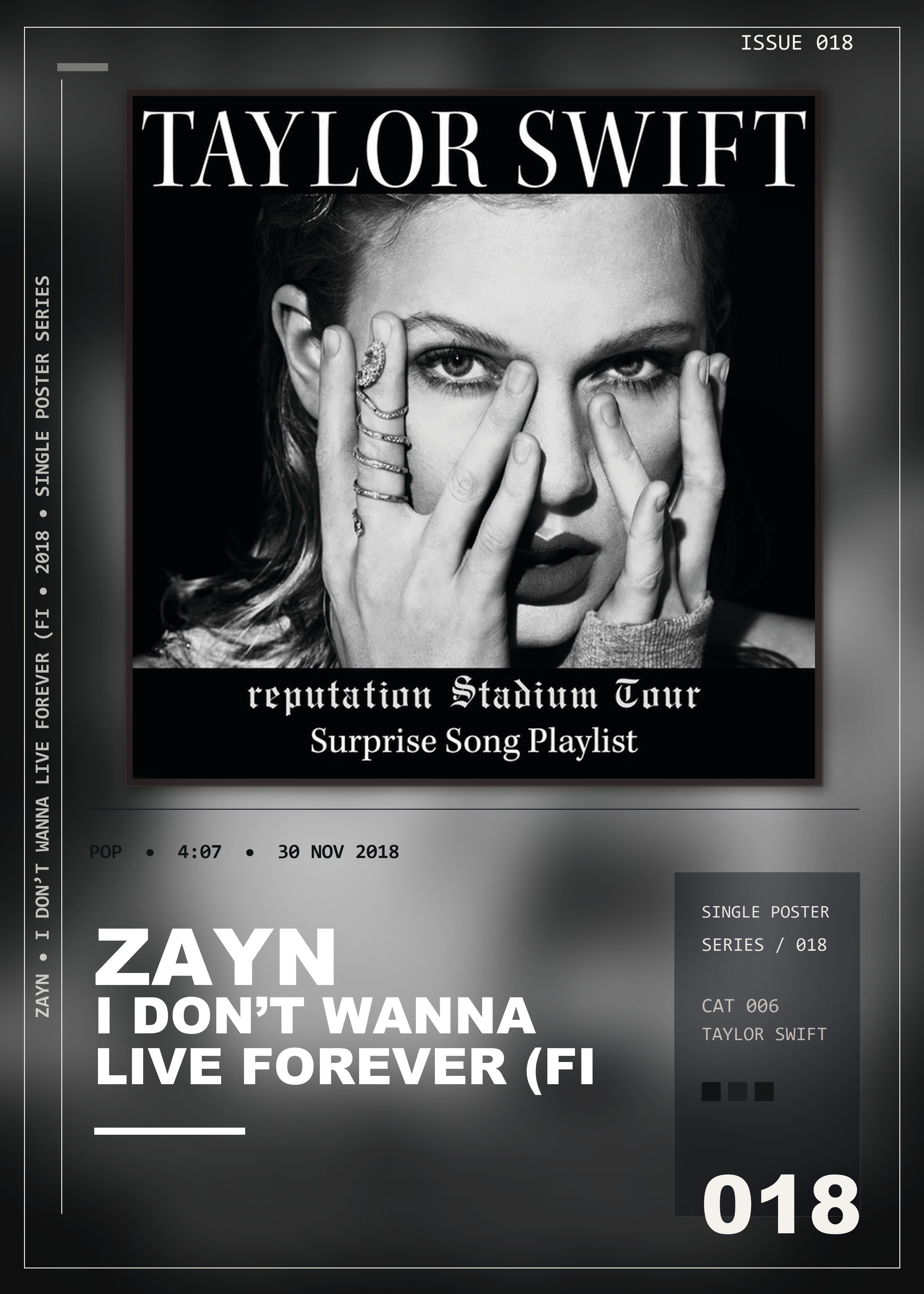 Music poster: ZAYN - I Dont Wanna Live Forever Fifty Shades Darker