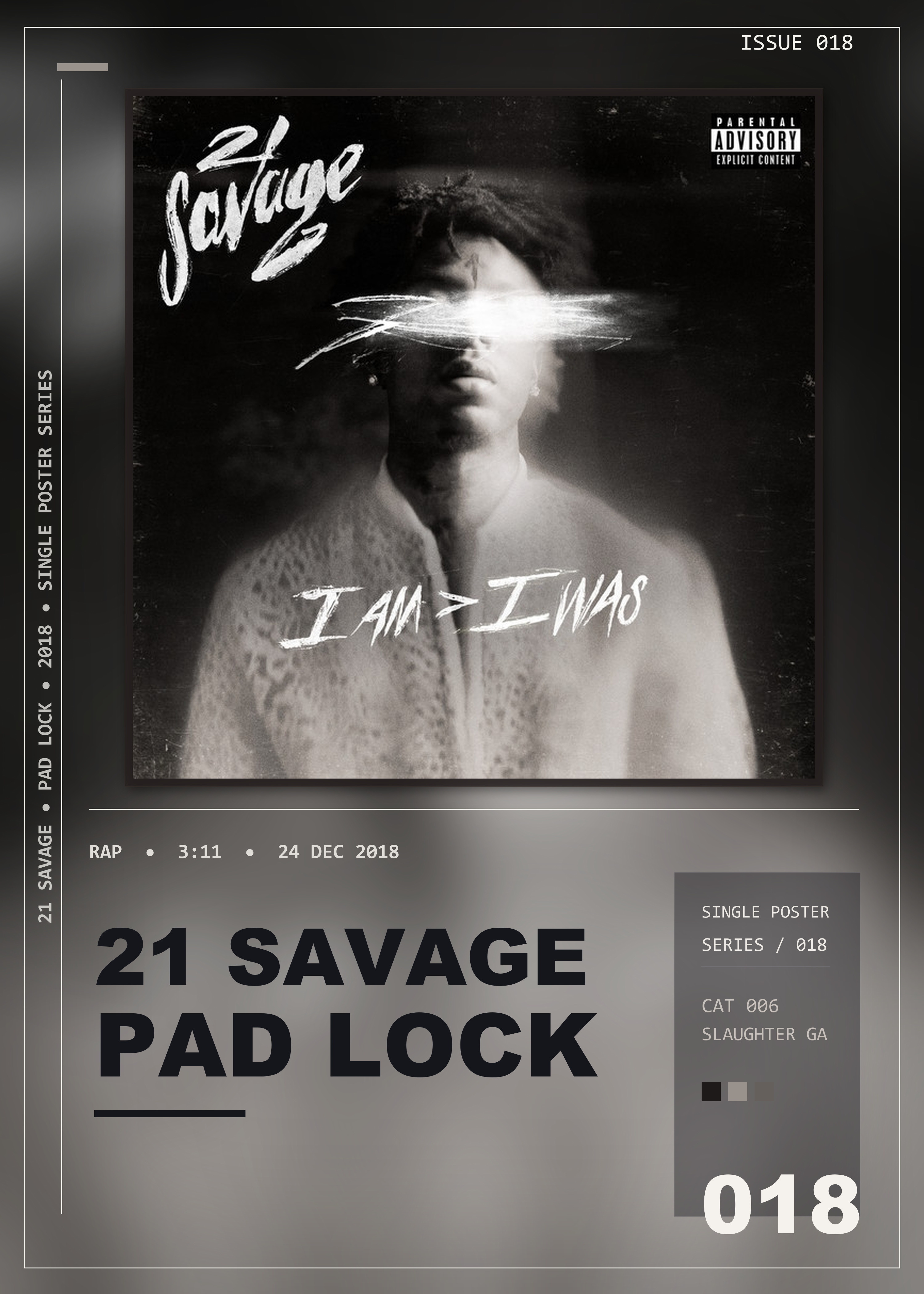 Music poster: 21 Savage - pad lock