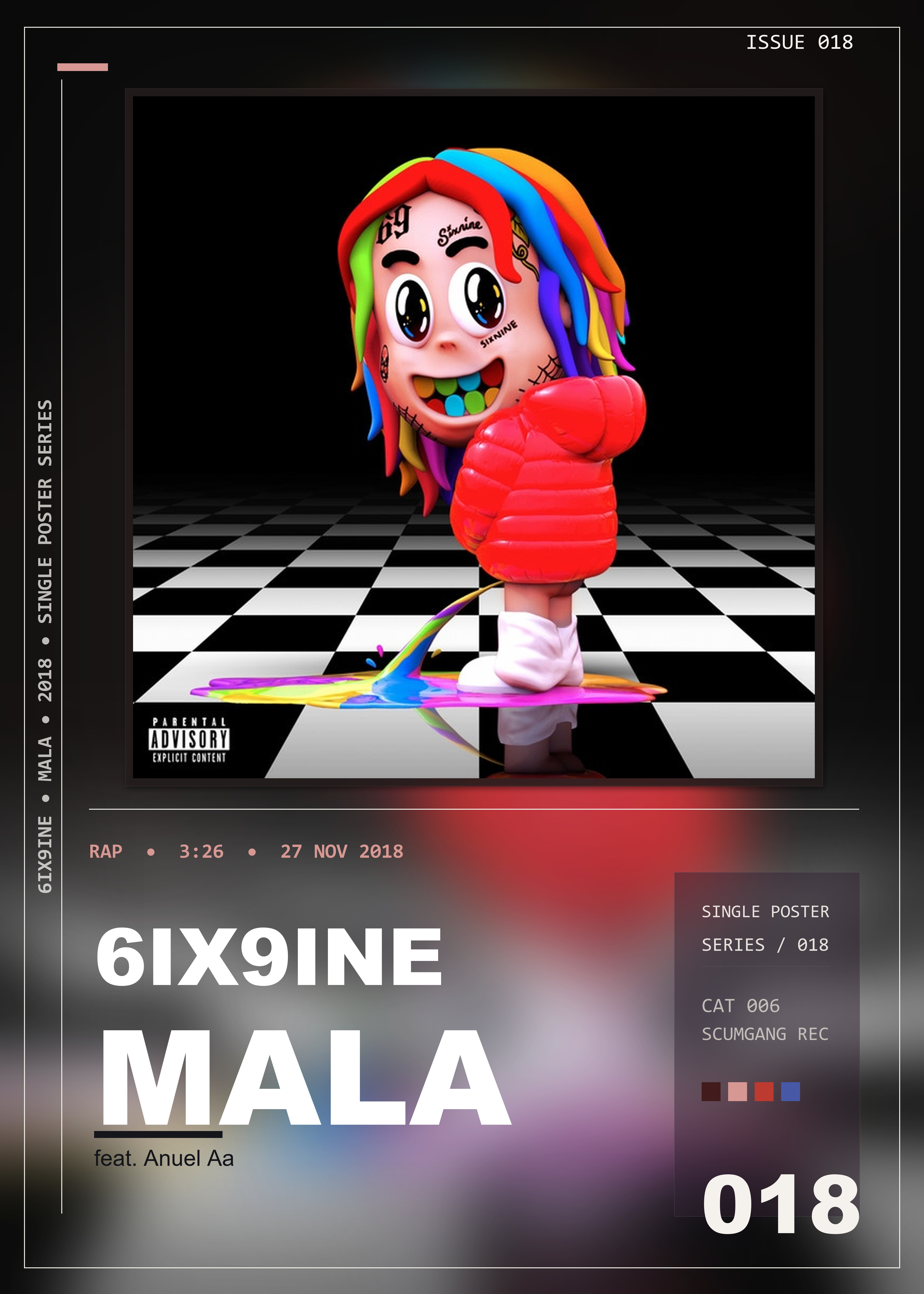Music poster: 6ix9ine - MALA feat Anuel Aa
