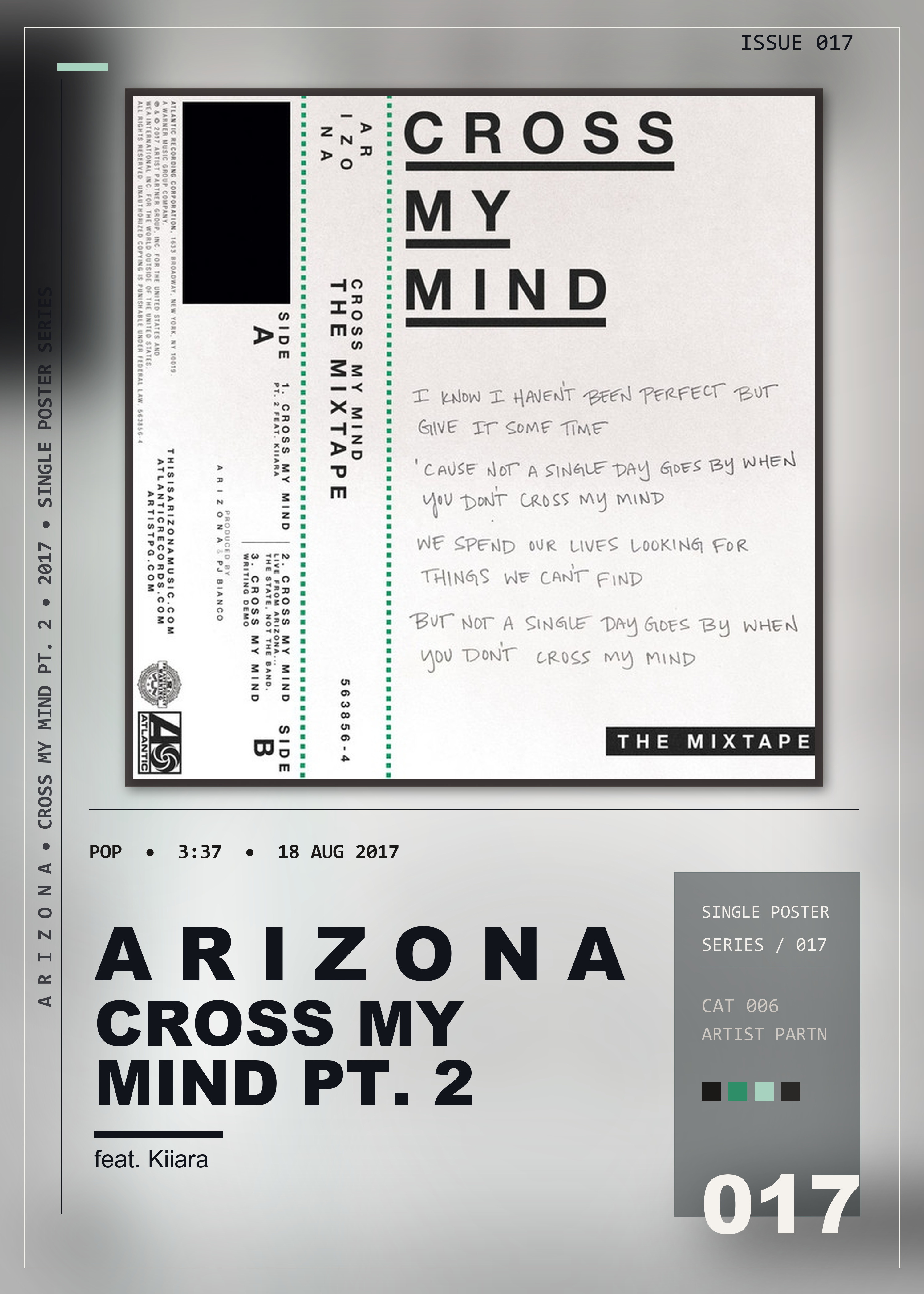 Music poster: A R I Z O N A - Cross My Mind Pt 2 feat Kiiara