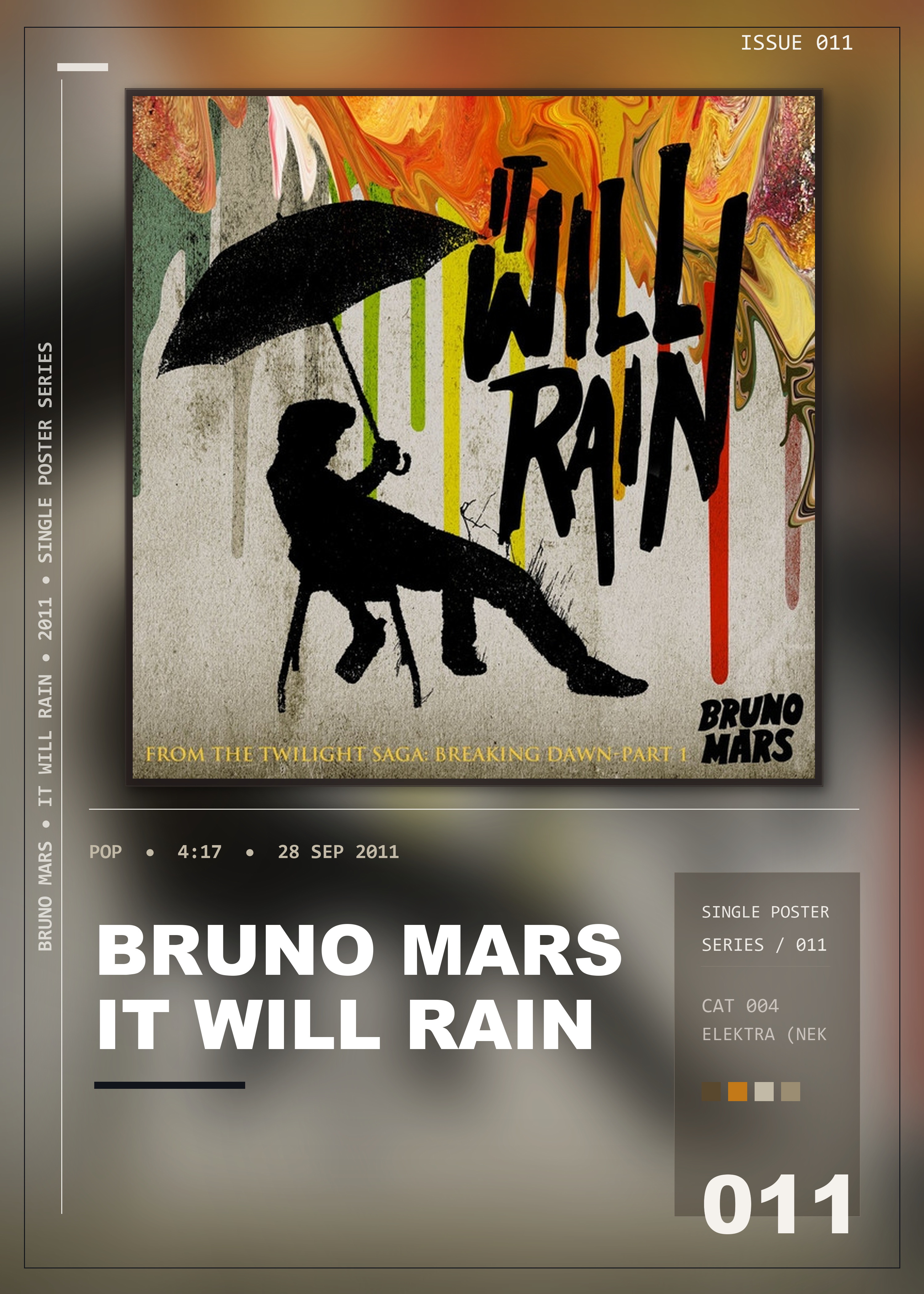 Music poster: Bruno Mars - It Will Rain