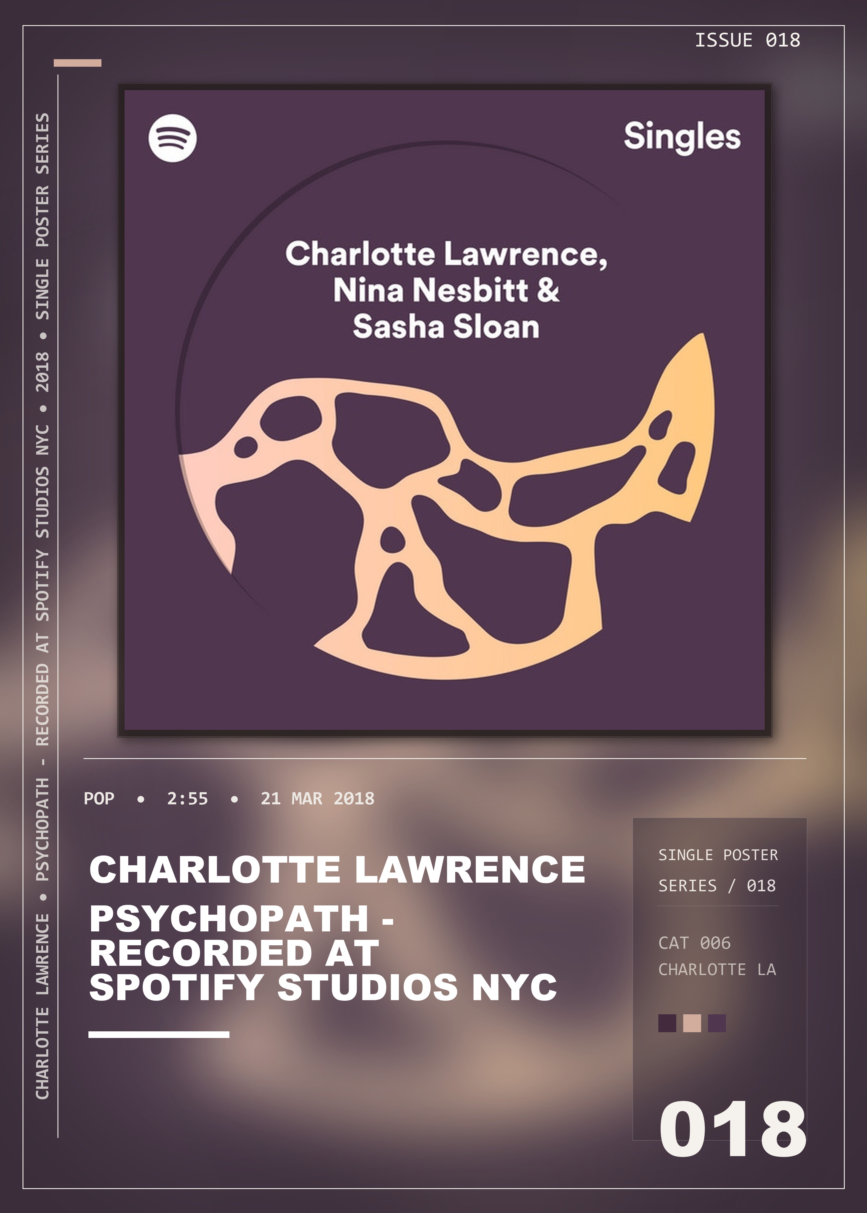 Music poster: Charlotte Lawrence - Psychopath - Recorded at Spotify Studios NYC