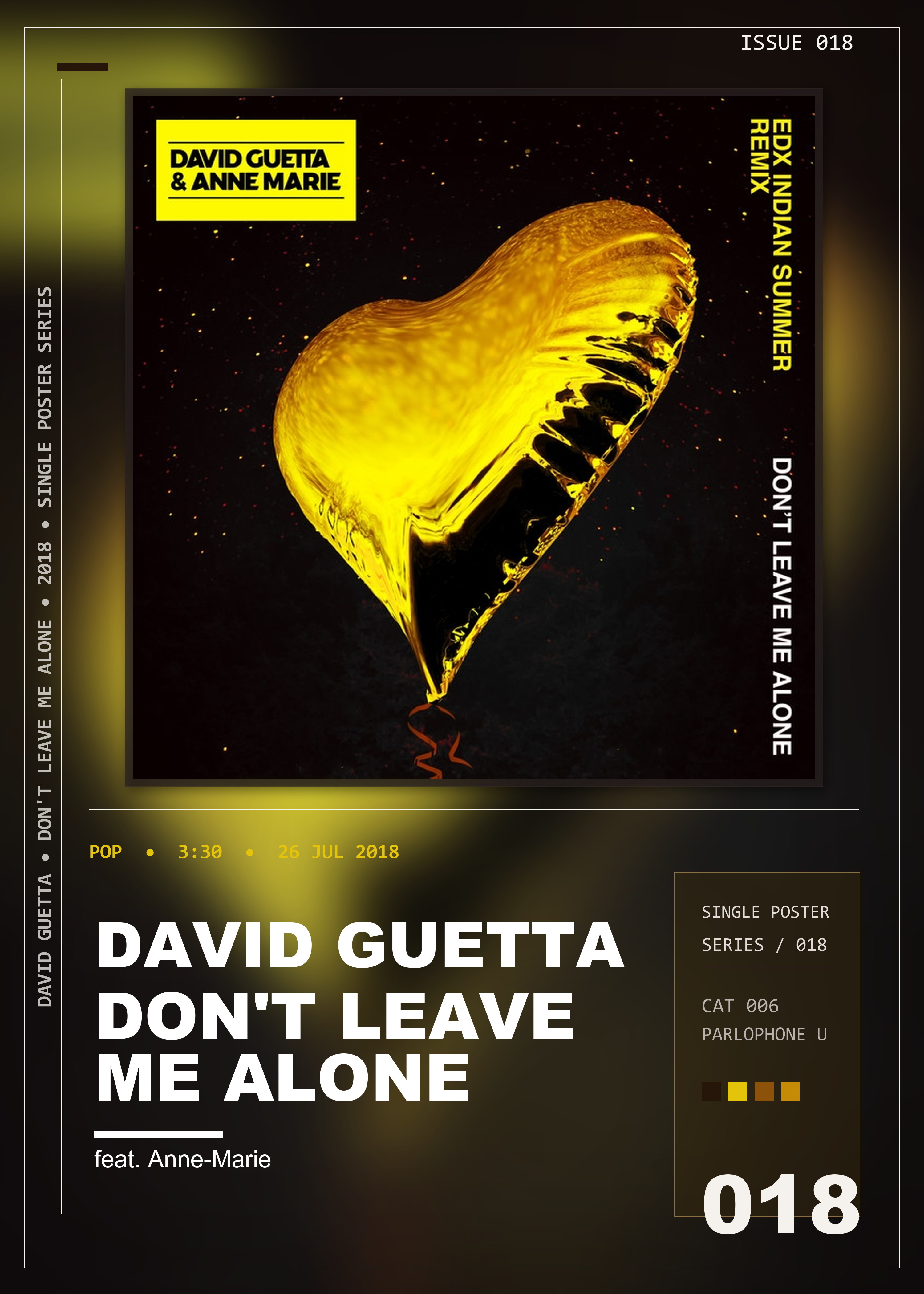 Music poster: David Guetta - Dont Leave Me Alone feat Anne-Marie - EDXs Indian Summer Remix