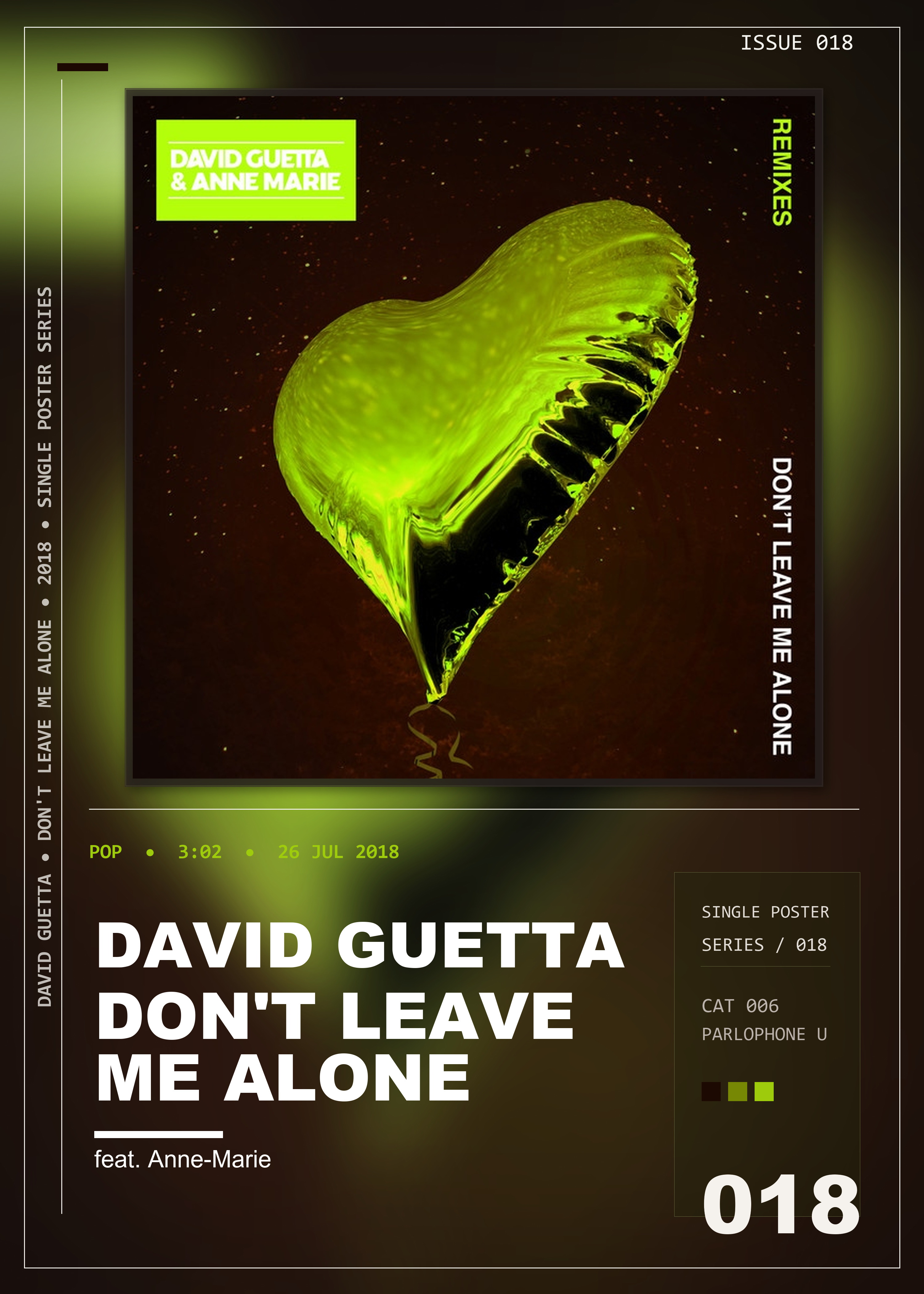 Music poster: David Guetta - Dont Leave Me Alone feat Anne-Marie - R3hab Remix