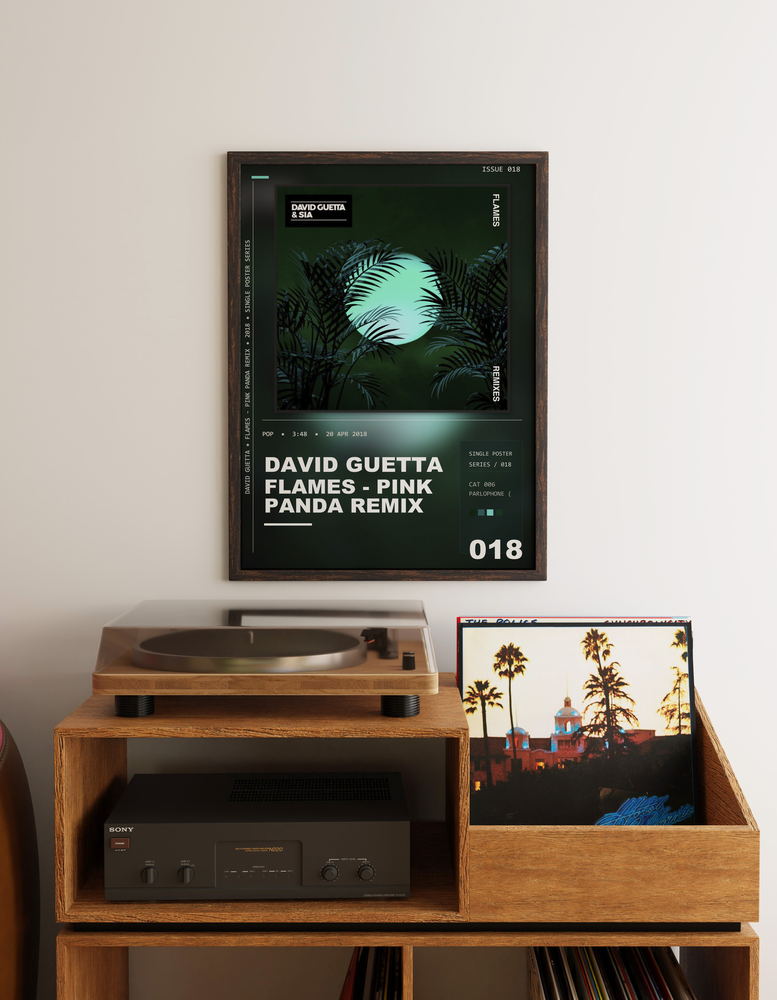 Music poster: David Guetta - Flames - Pink Panda Remix