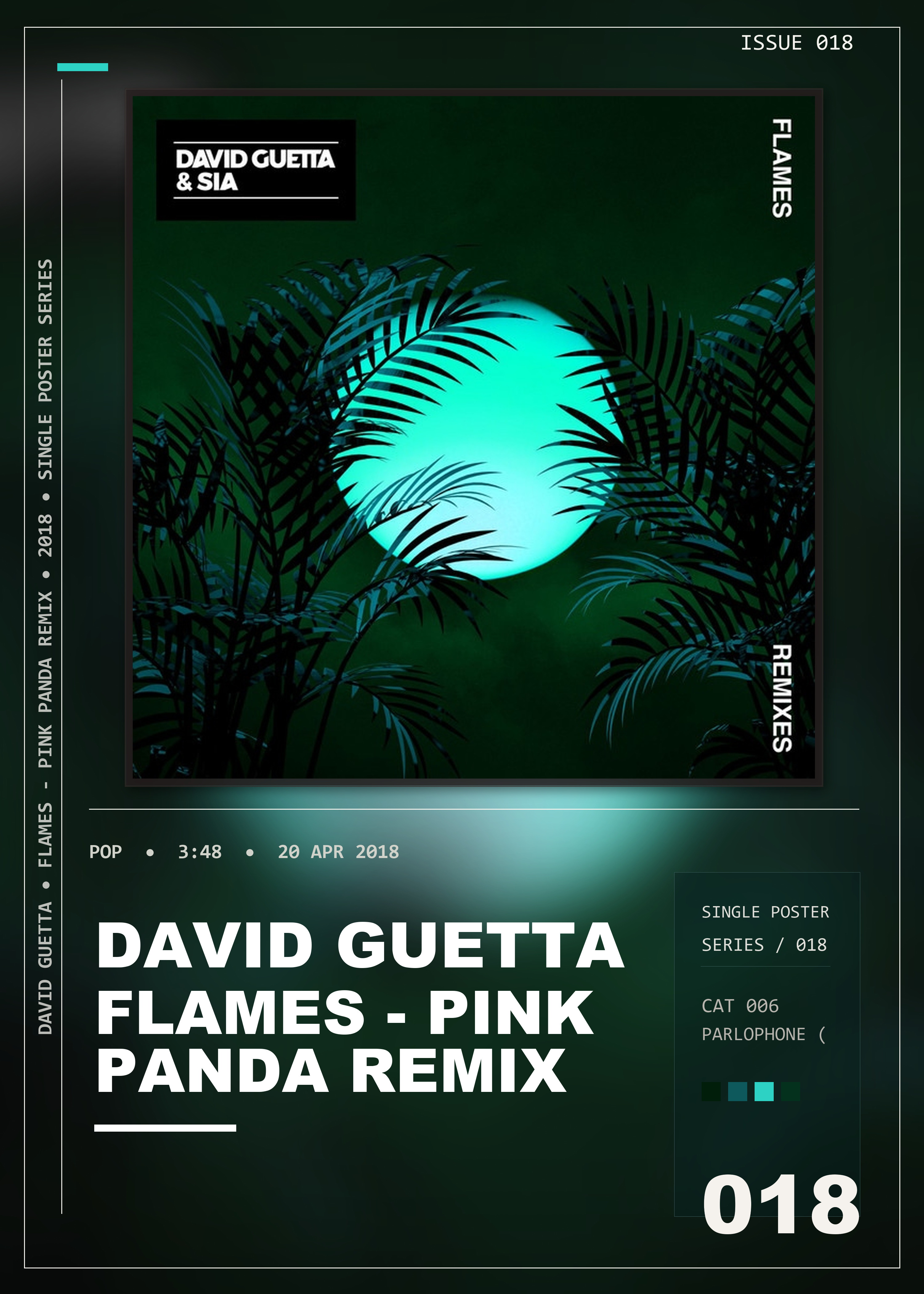Music poster: David Guetta - Flames - Pink Panda Remix