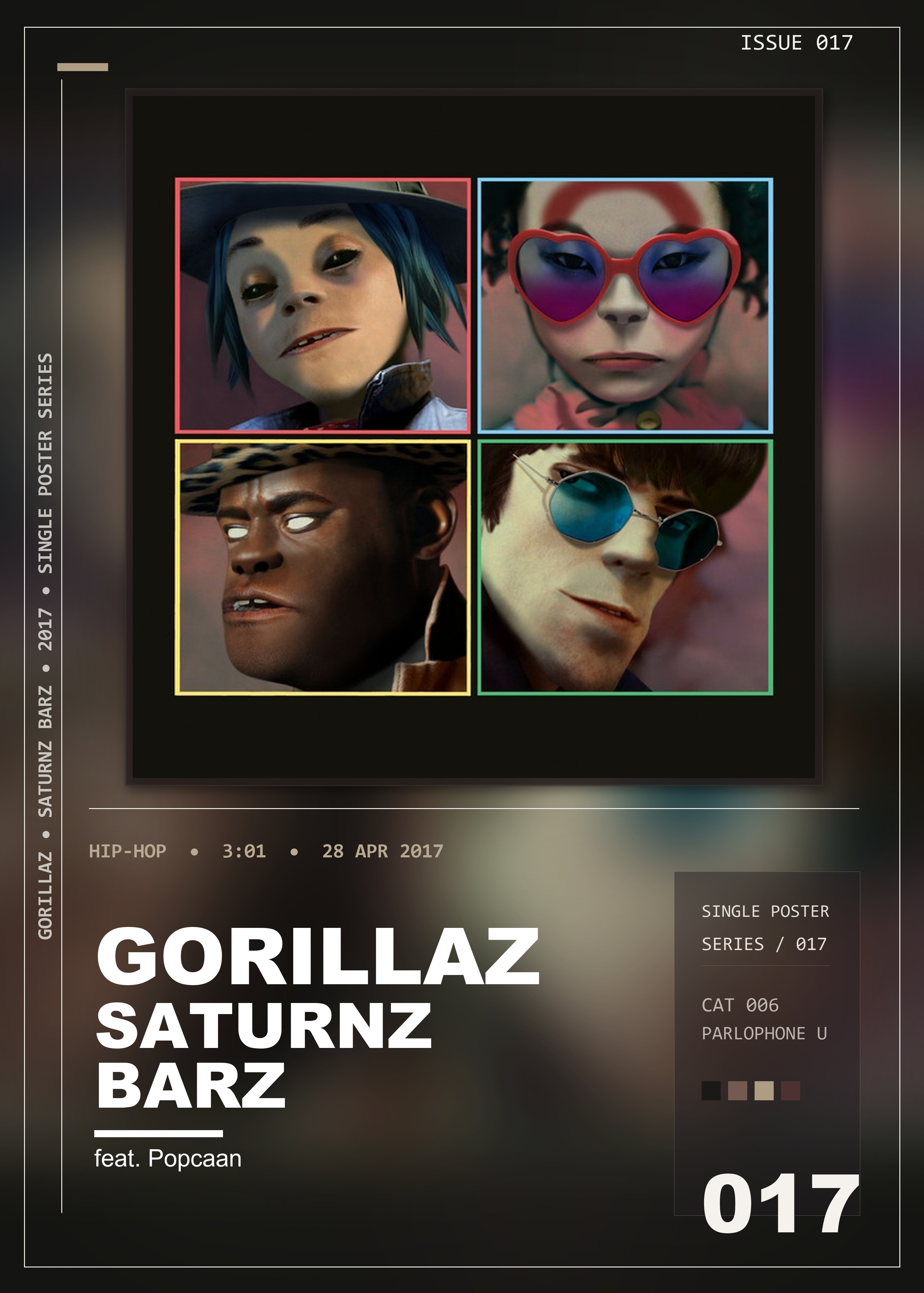 Music poster: Gorillaz - Saturnz Barz feat Popcaan