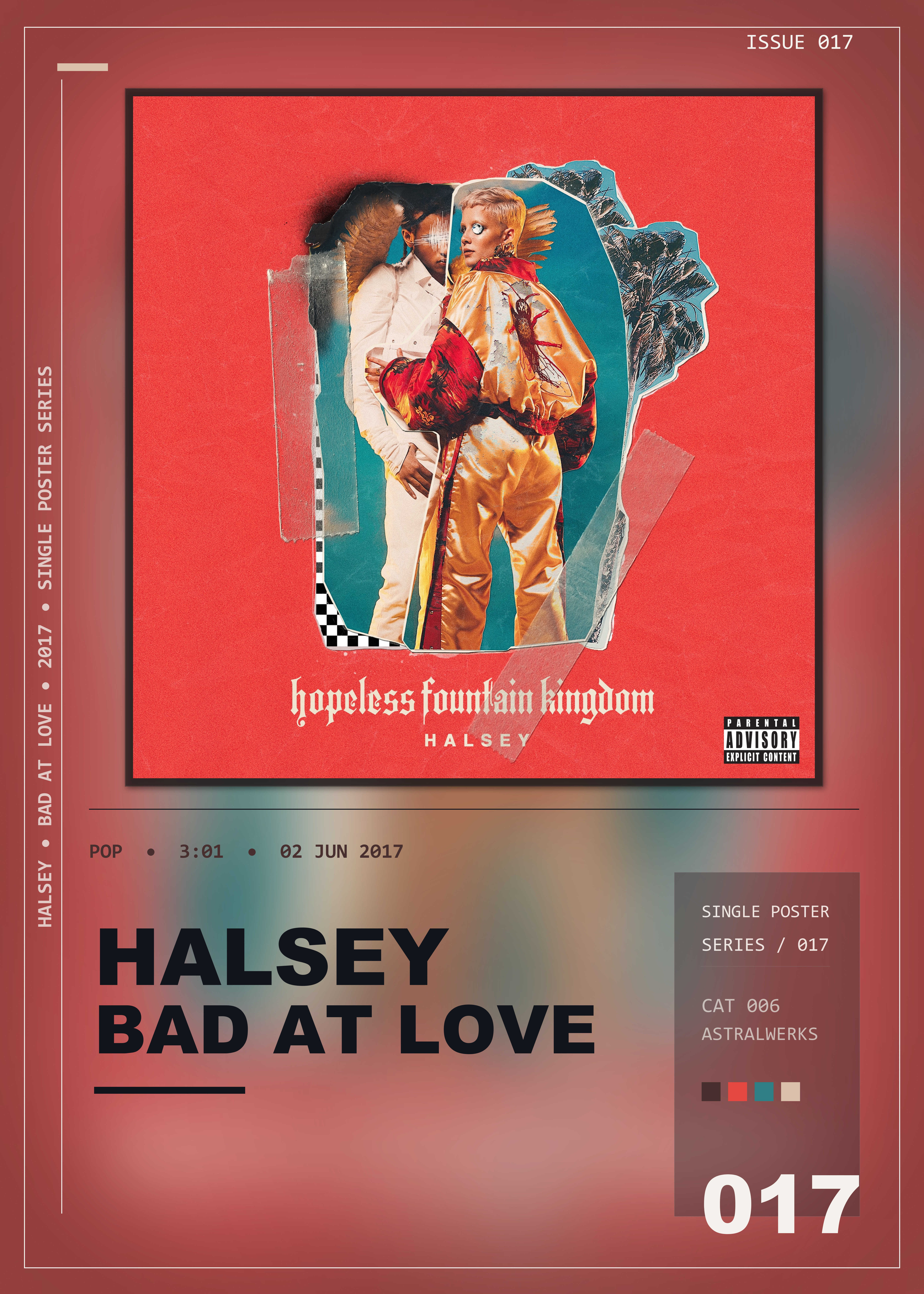 Music poster: Halsey - Bad At Love