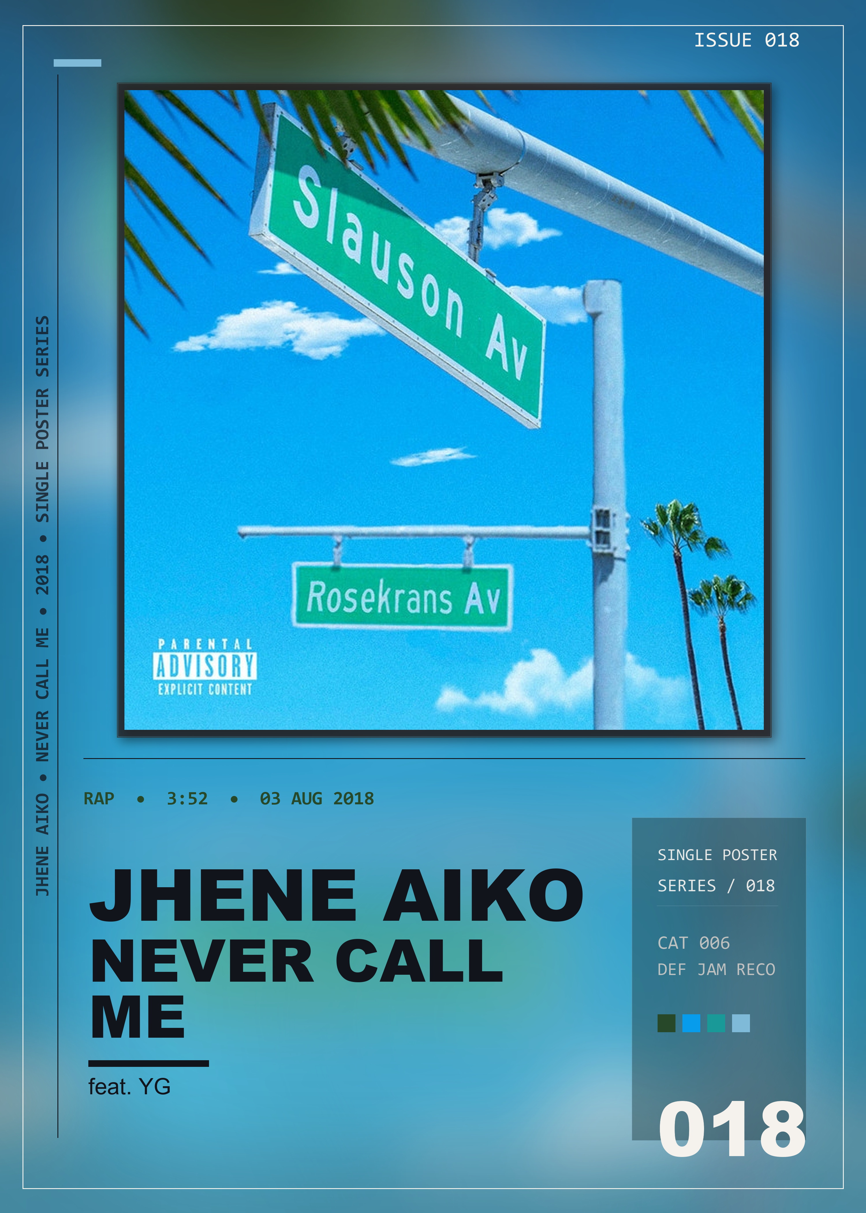 Music poster: Jhene Aiko - Never Call Me feat YG - Remix