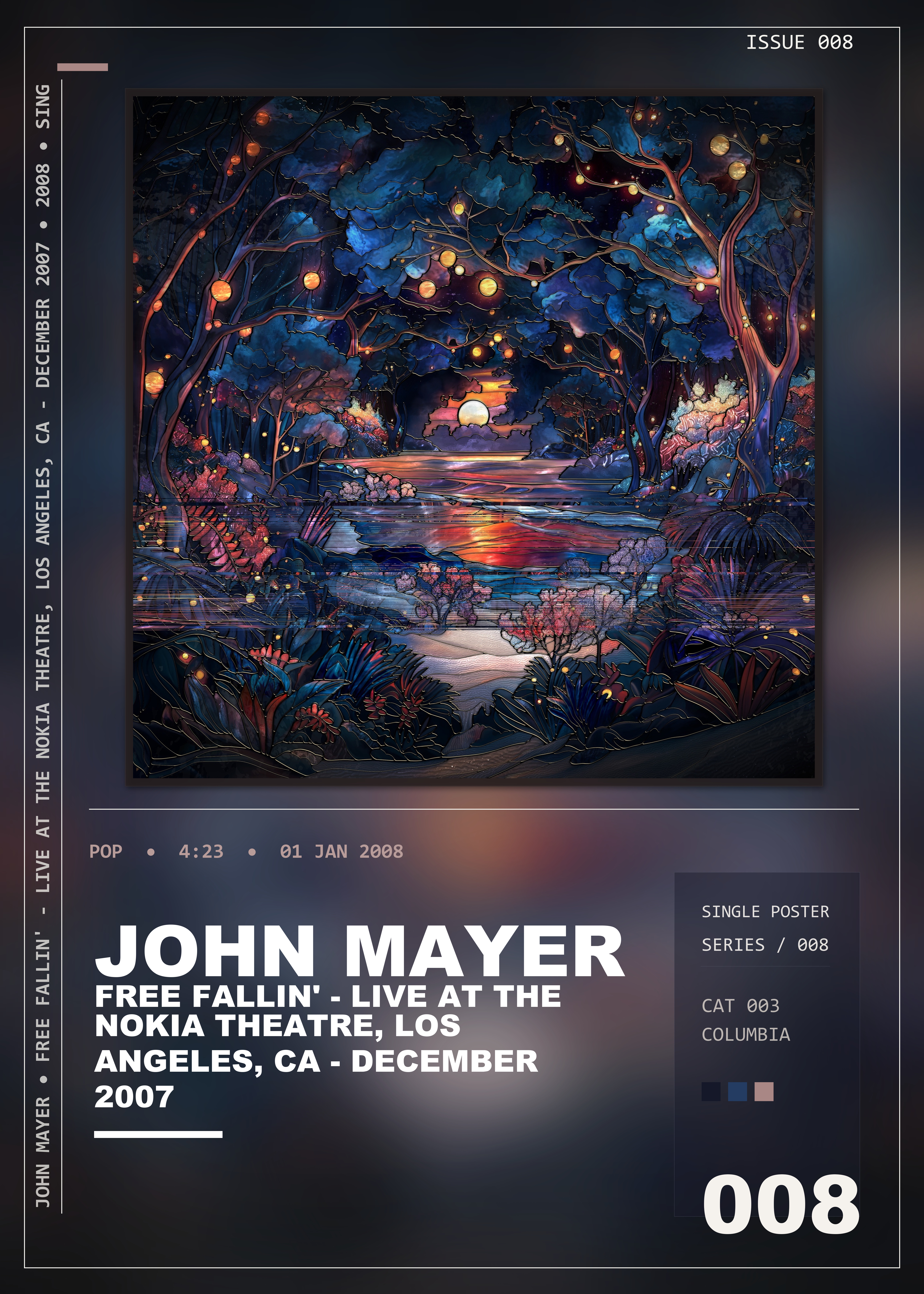 Music poster: John Mayer - Free Fallin - Live at the Nokia Theatre Los Angeles CA - December 2007