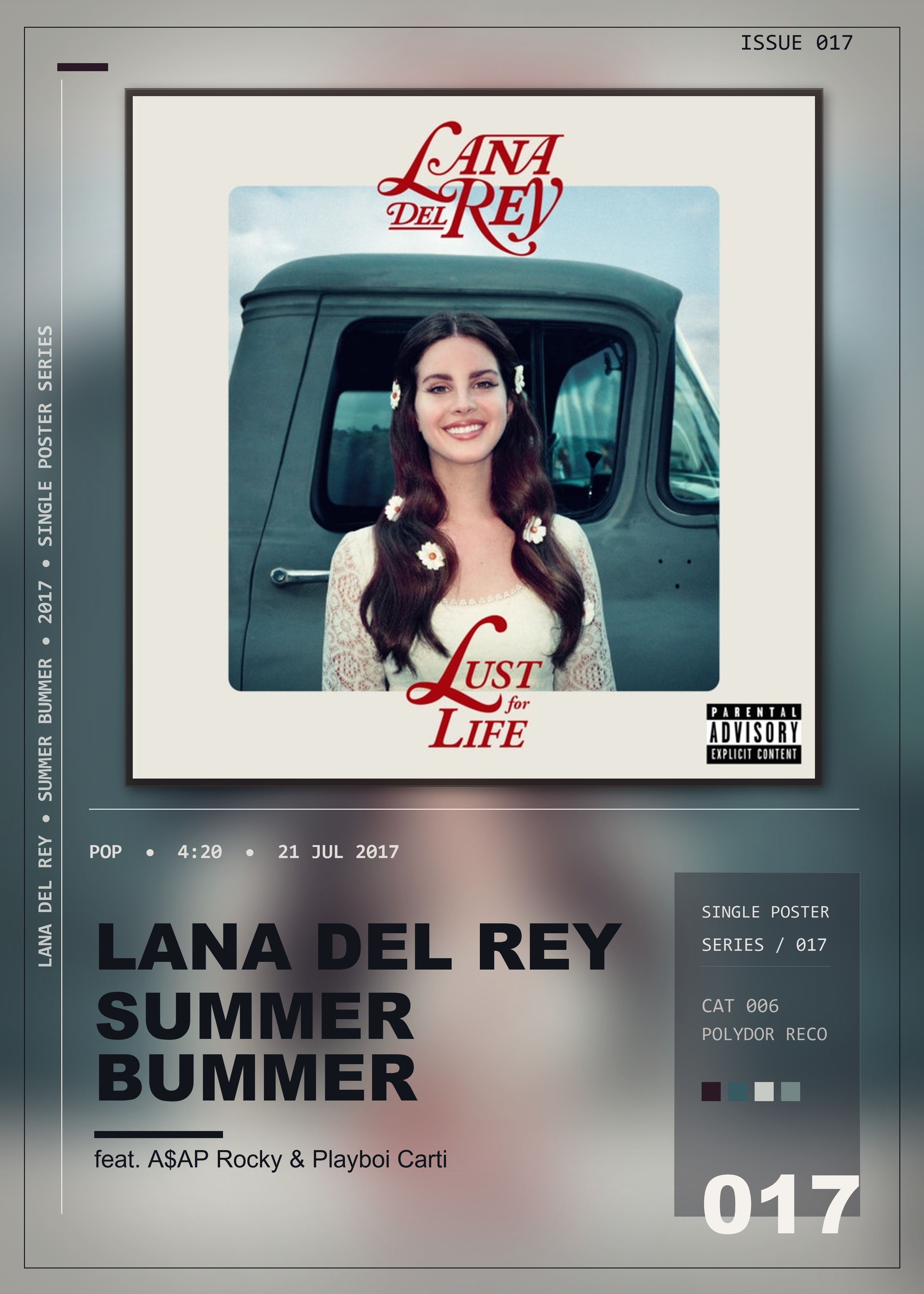 Music poster: Lana Del Rey - Summer Bummer feat AAP Rocky Playboi Carti